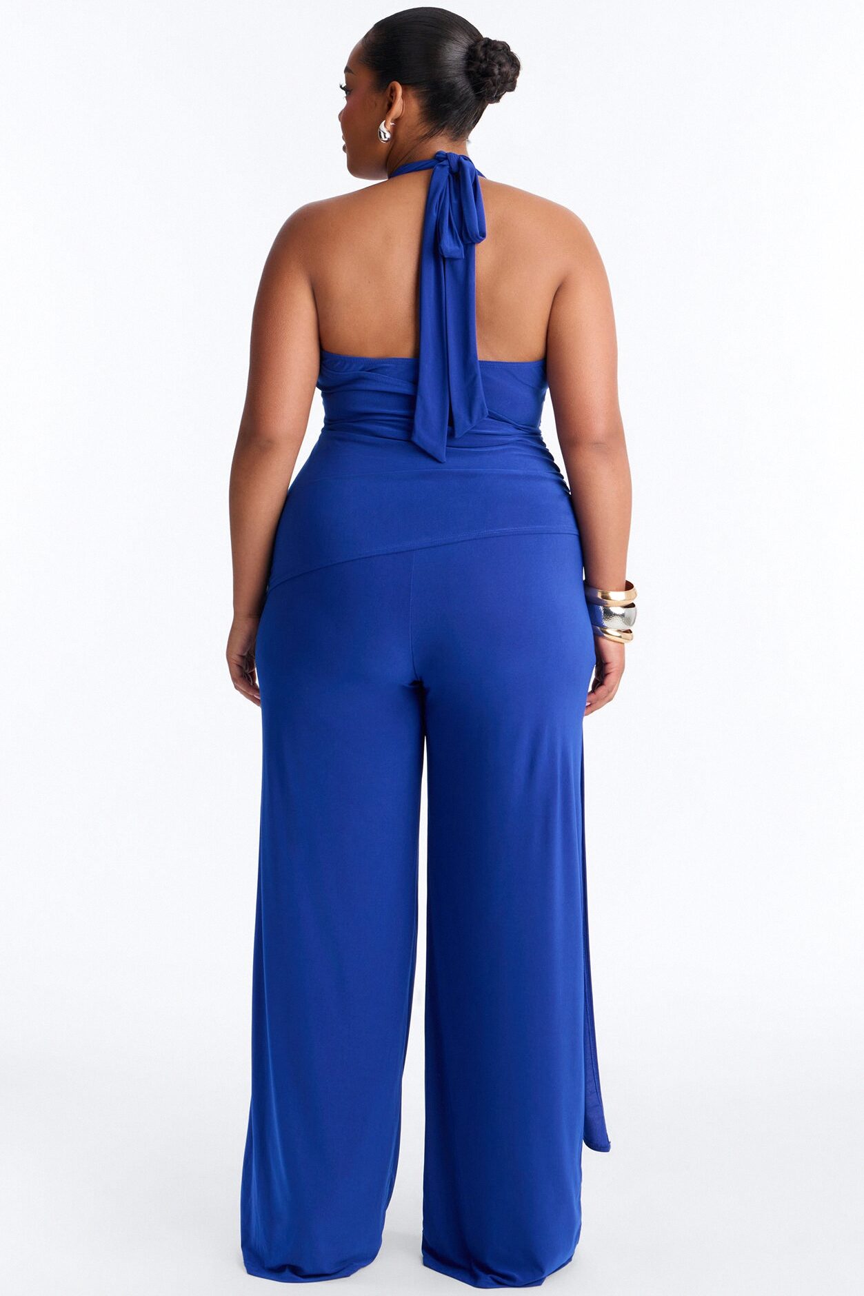 Gemma Halter Draped Jumpsuit - Royal