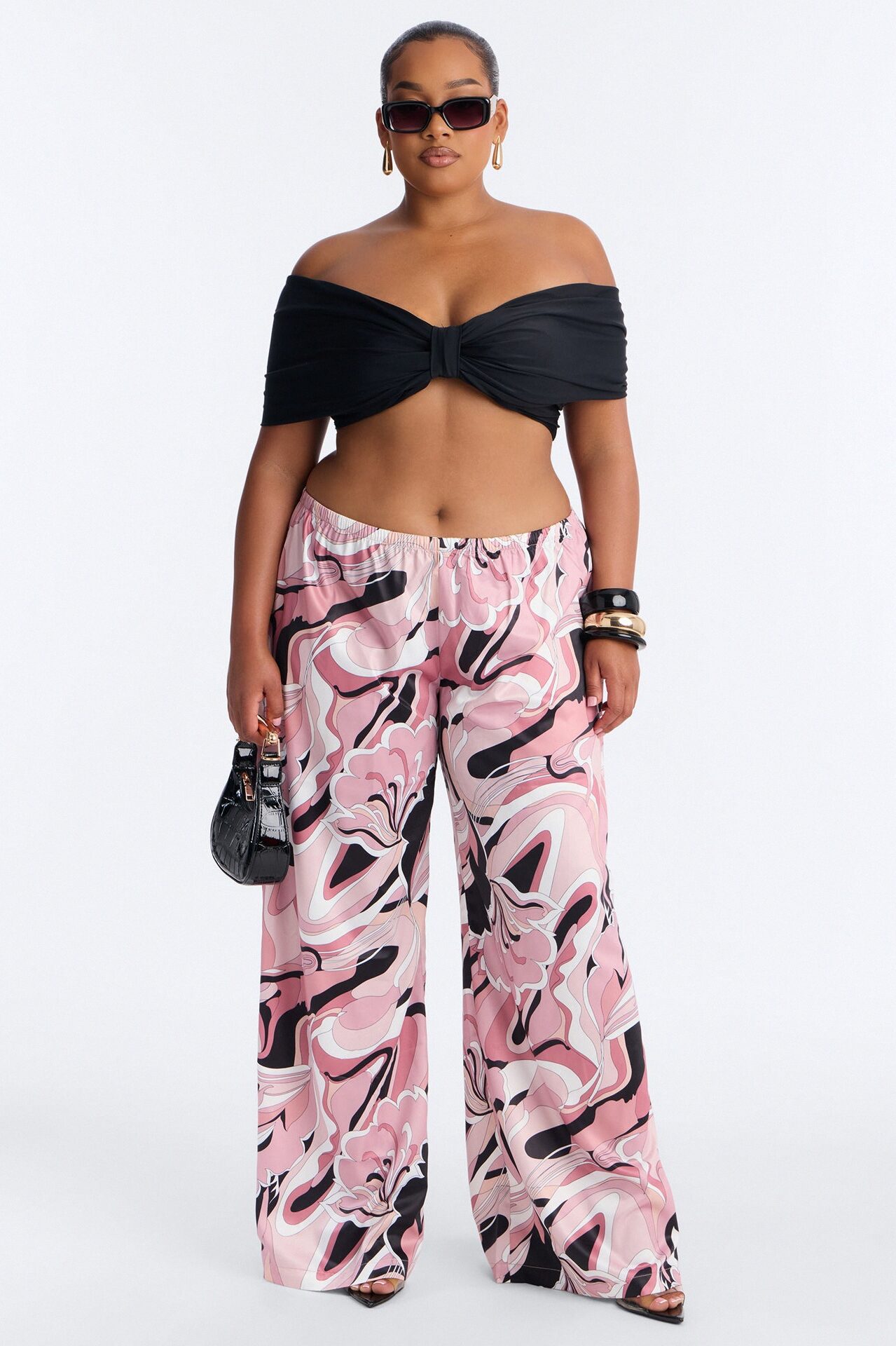 Cordelia Mid Rise Printed Wide Leg Pant - Pink/combo