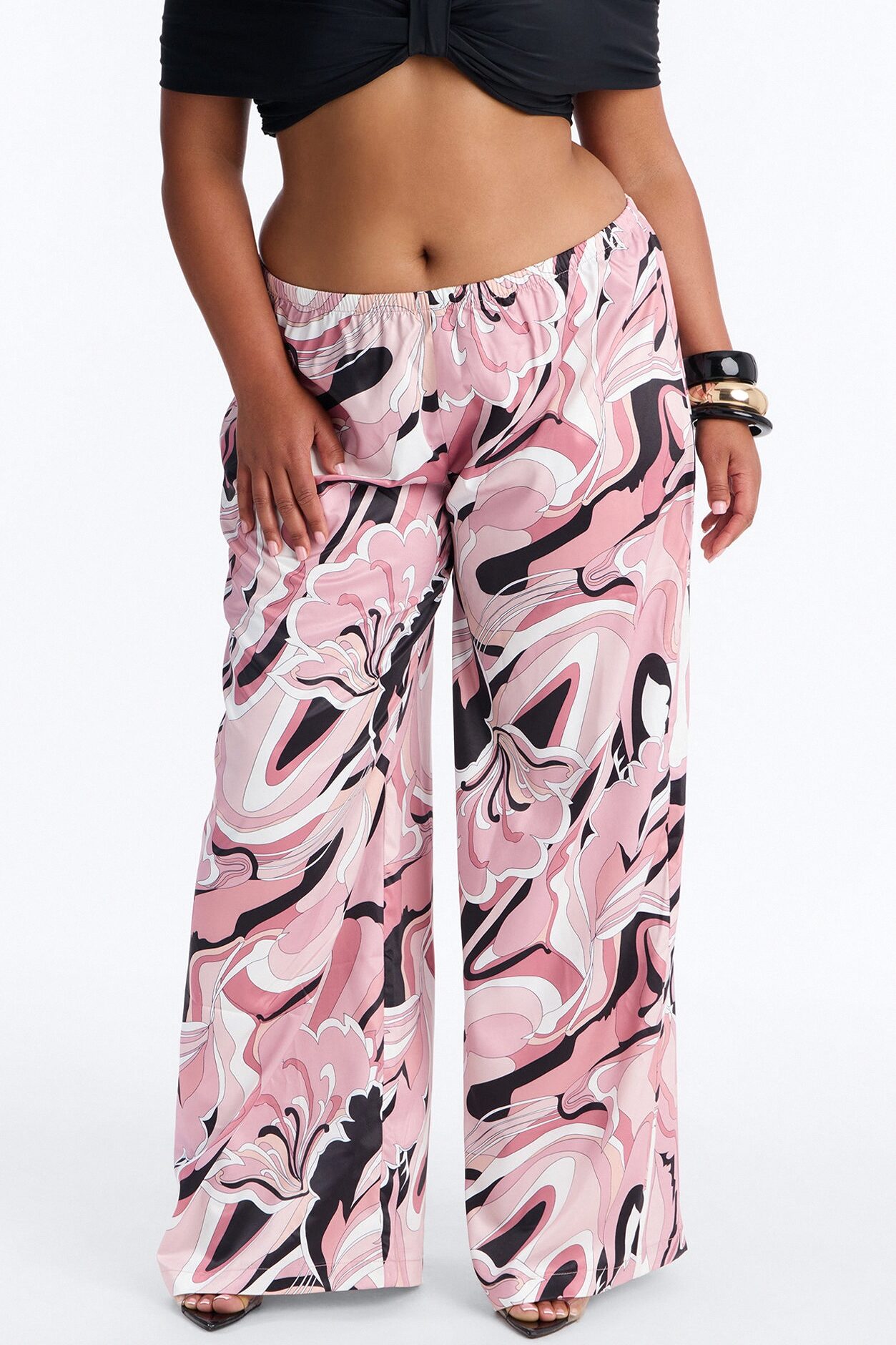 Cordelia Mid Rise Printed Wide Leg Pant - Pink/combo