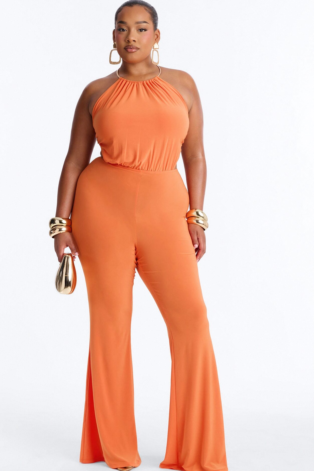 Irie Backless Flare Leg Jumpsuit - Orange