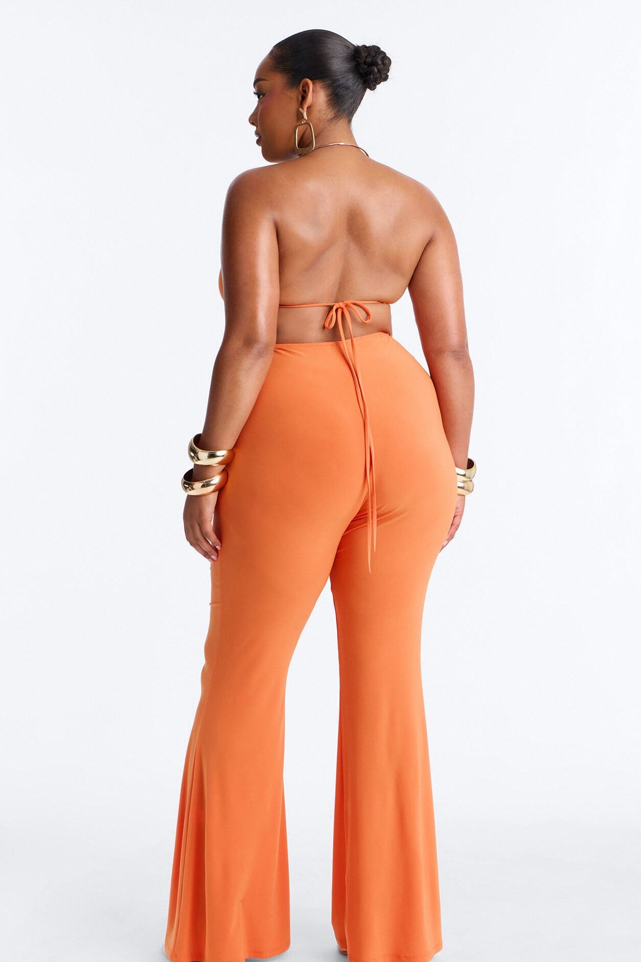 Irie Backless Flare Leg Jumpsuit - Orange