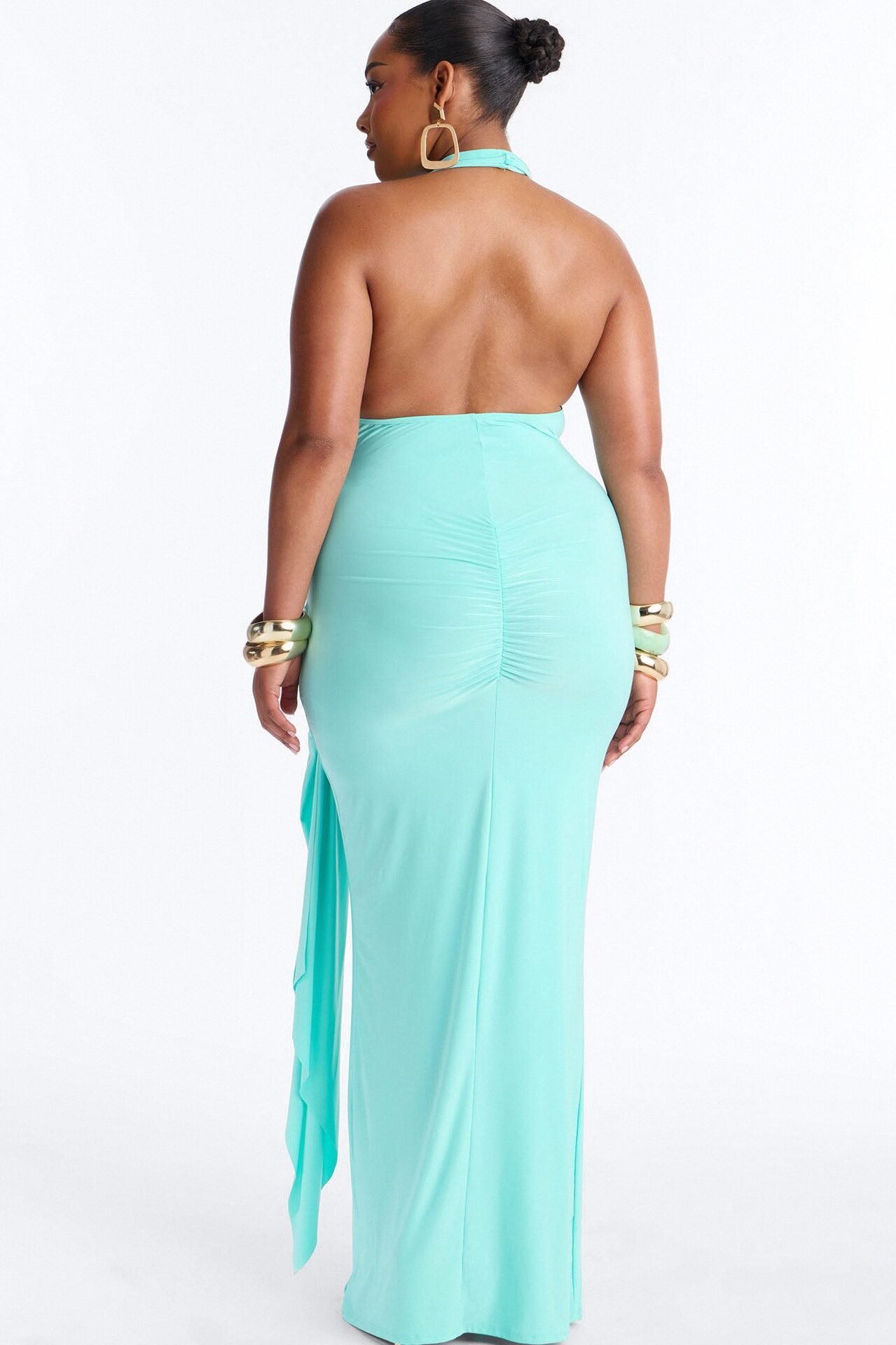 Delia Halter Backless Maxi Dress - Aqua