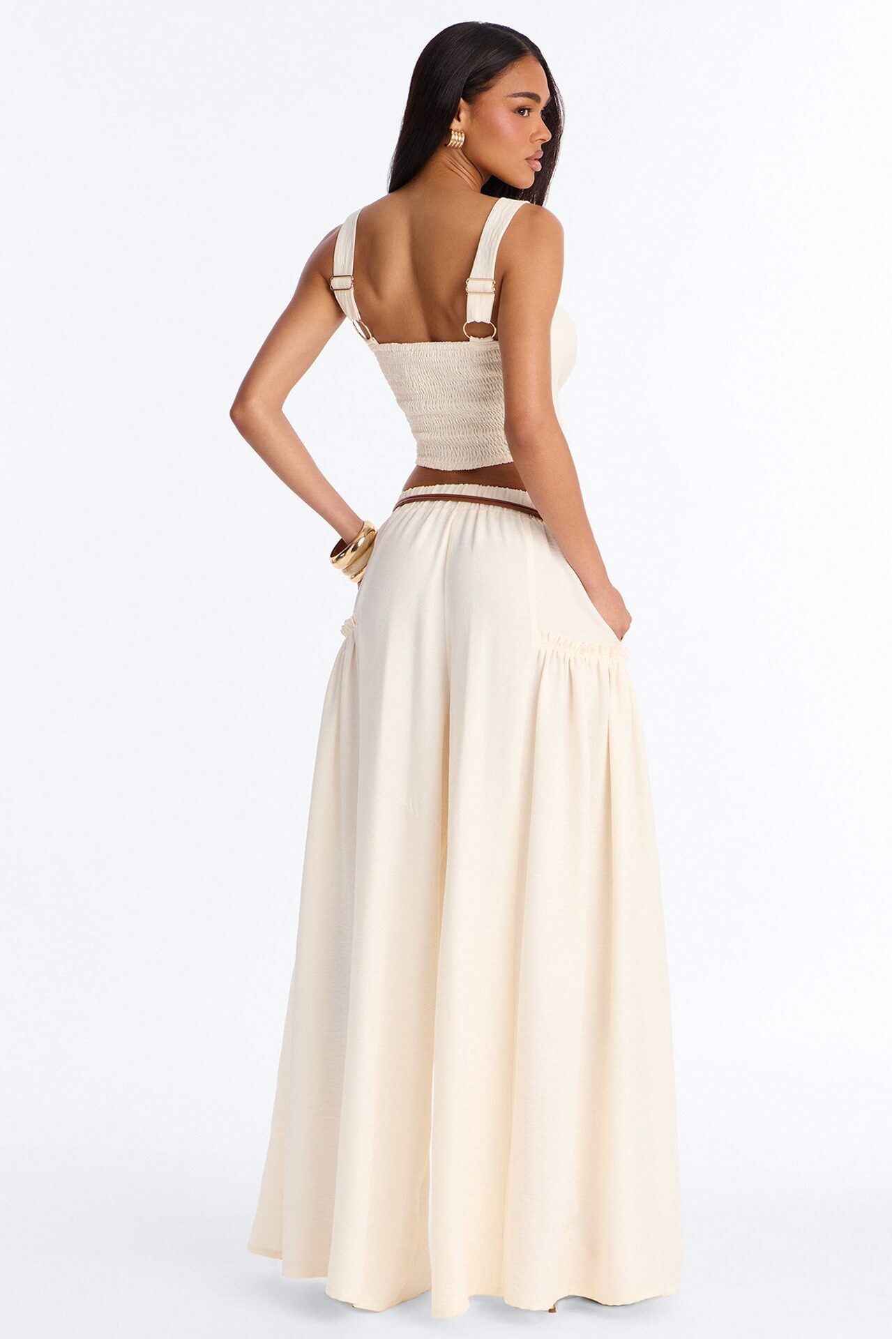 Stacy Belted Pant Set - Cream