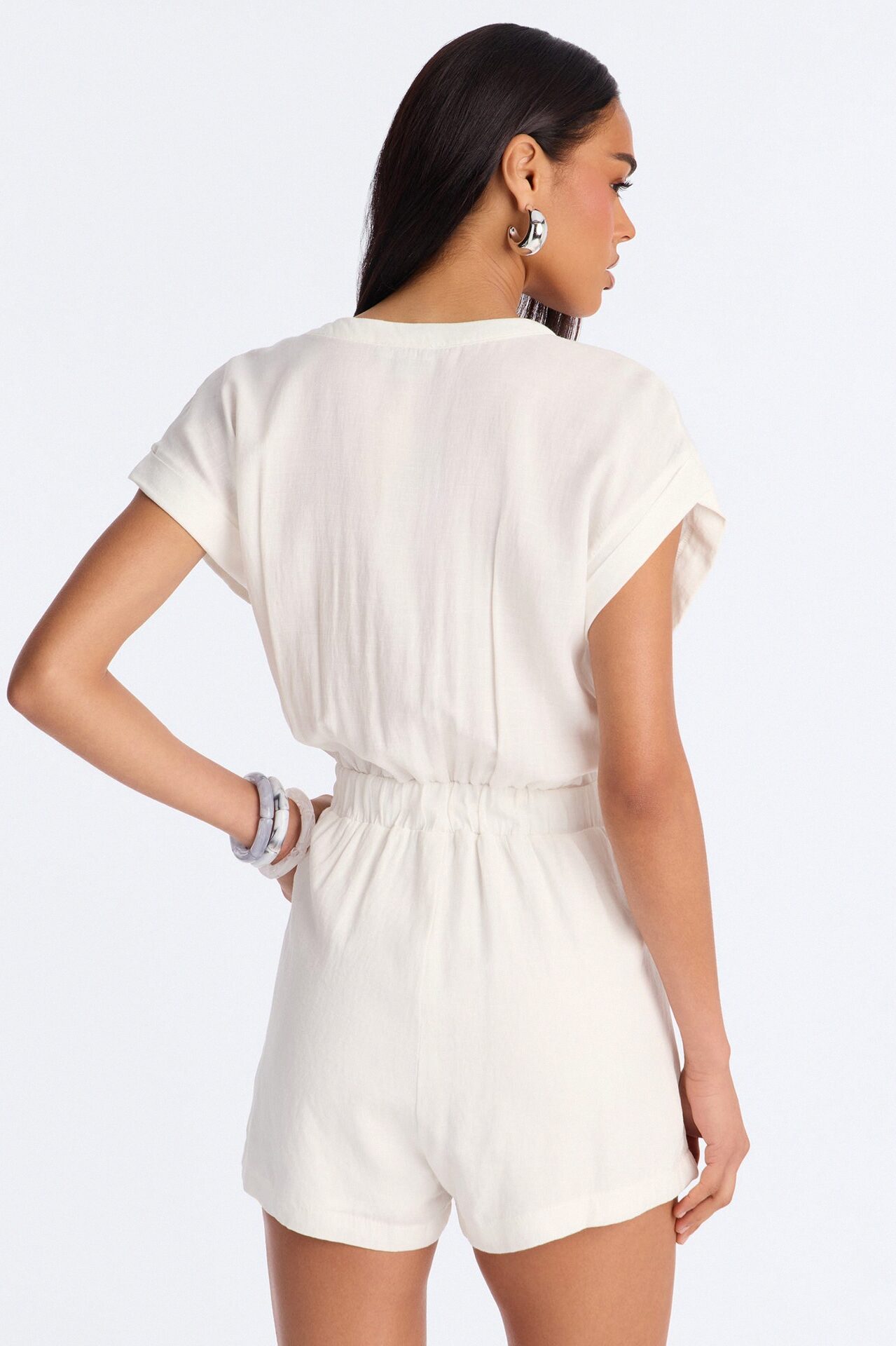 Serafina Linen Romper - White