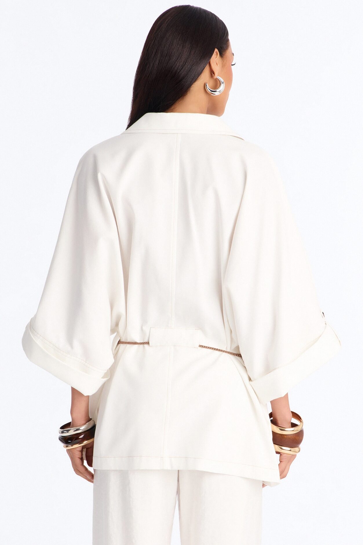 Casual Class Belted Linen Shirt - White