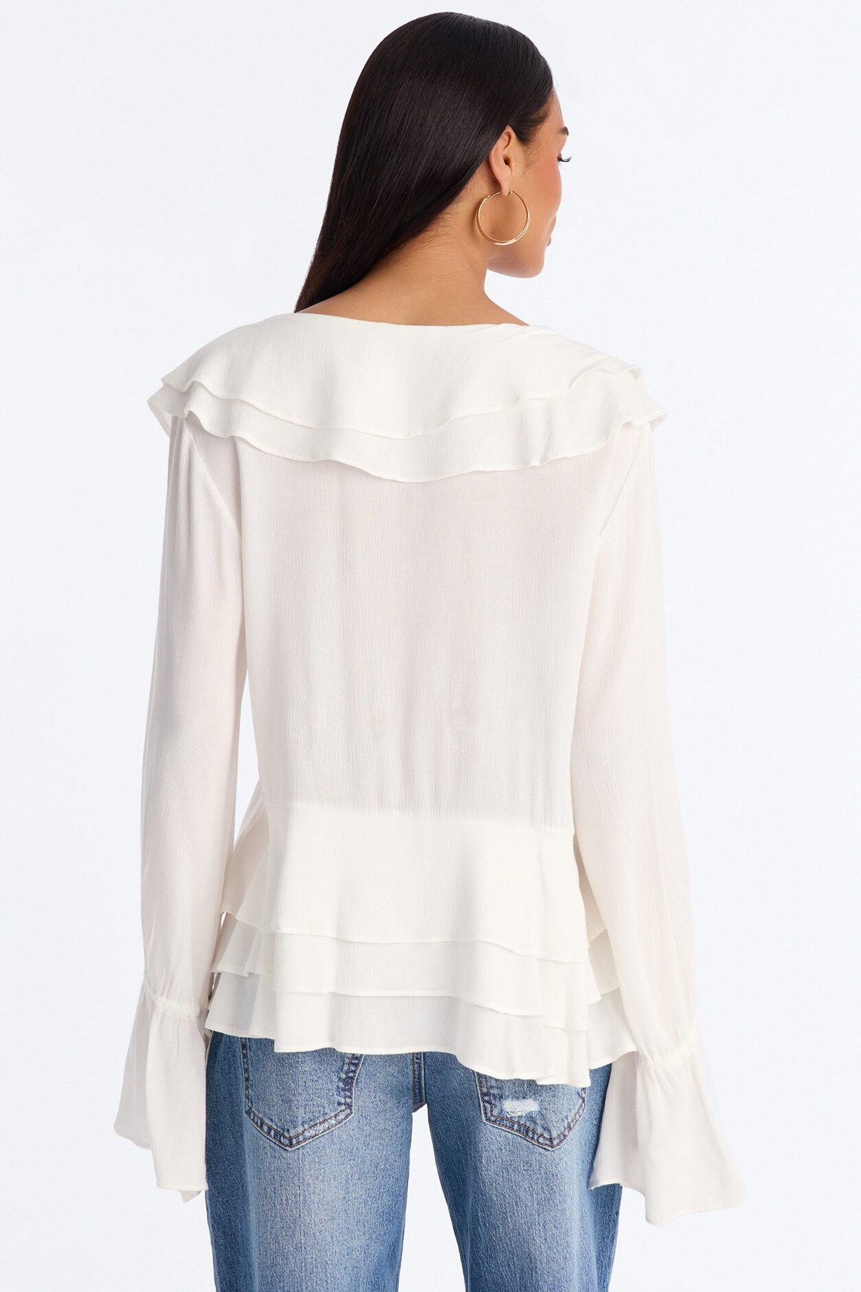 Summer Crush Ruffle Tie Front Flyaway Top - White