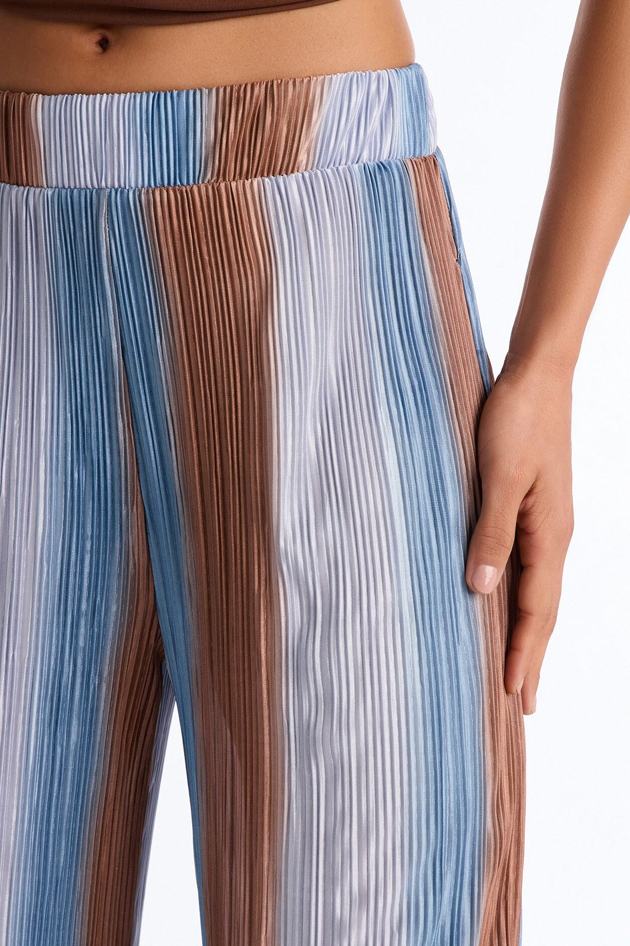 Pure Bliss Printed Plisse Pant - Royal/combo