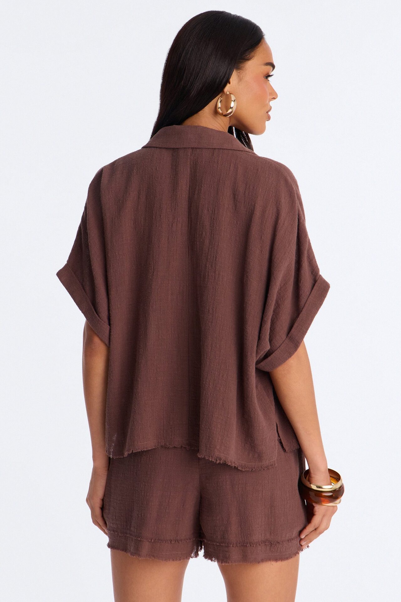 Easy Breezy Linen Short Set - Brown