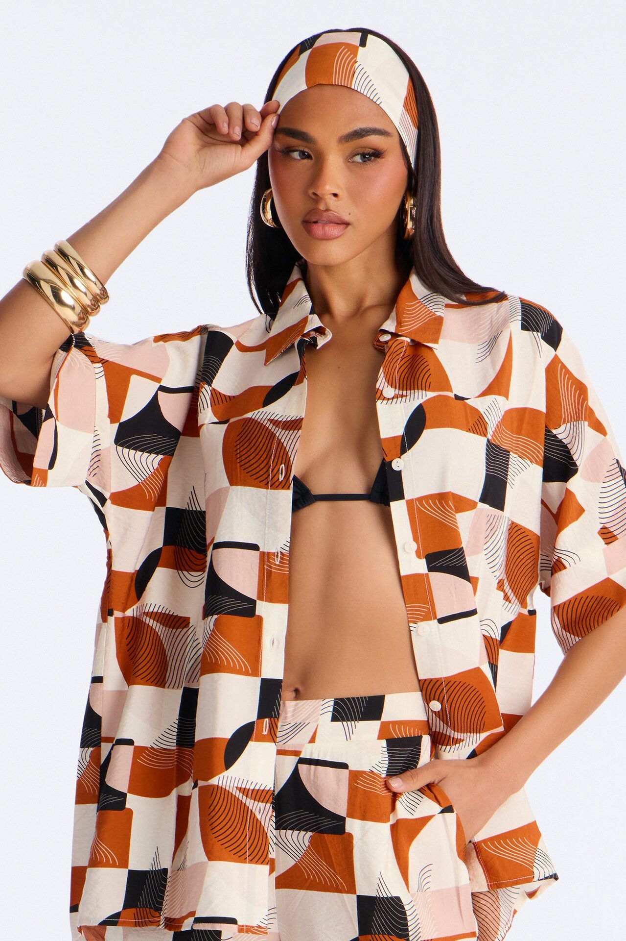 Savanna 3 Piece Pant Set - Rust/combo