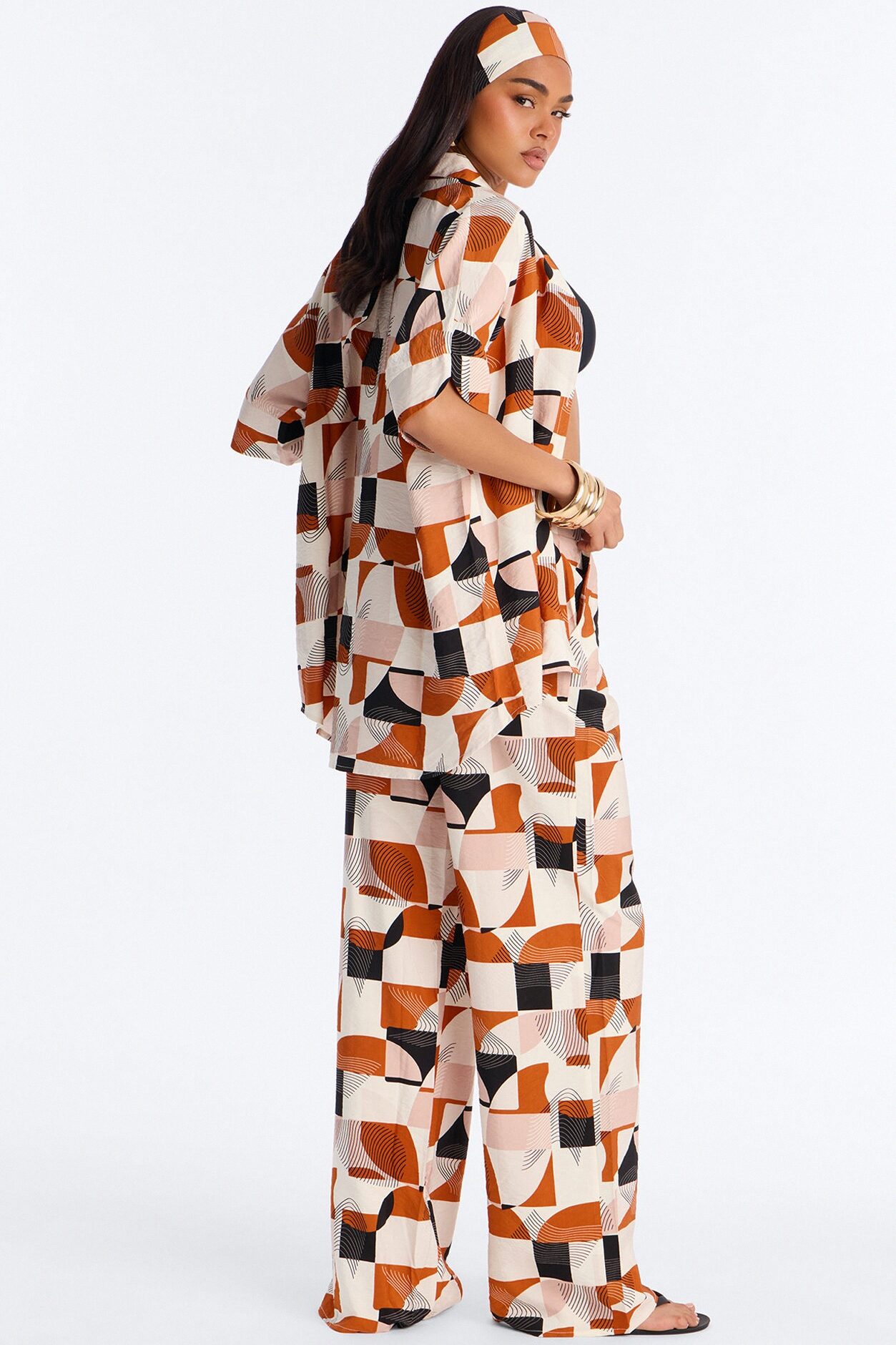 Savanna 3 Piece Pant Set - Rust/combo