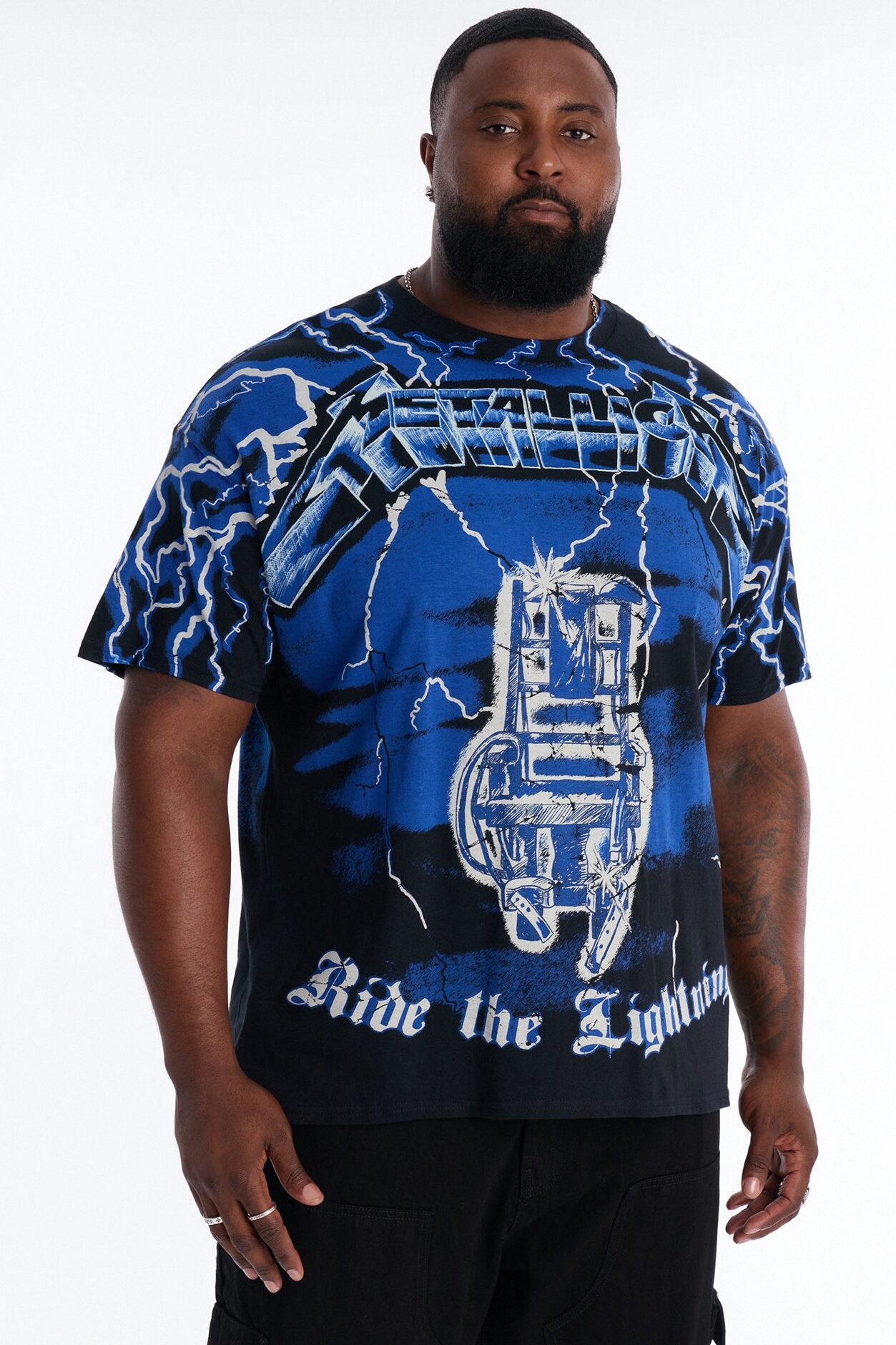 Metallica Ride The Lightning All Over Print Short Sleeve Tee - Black