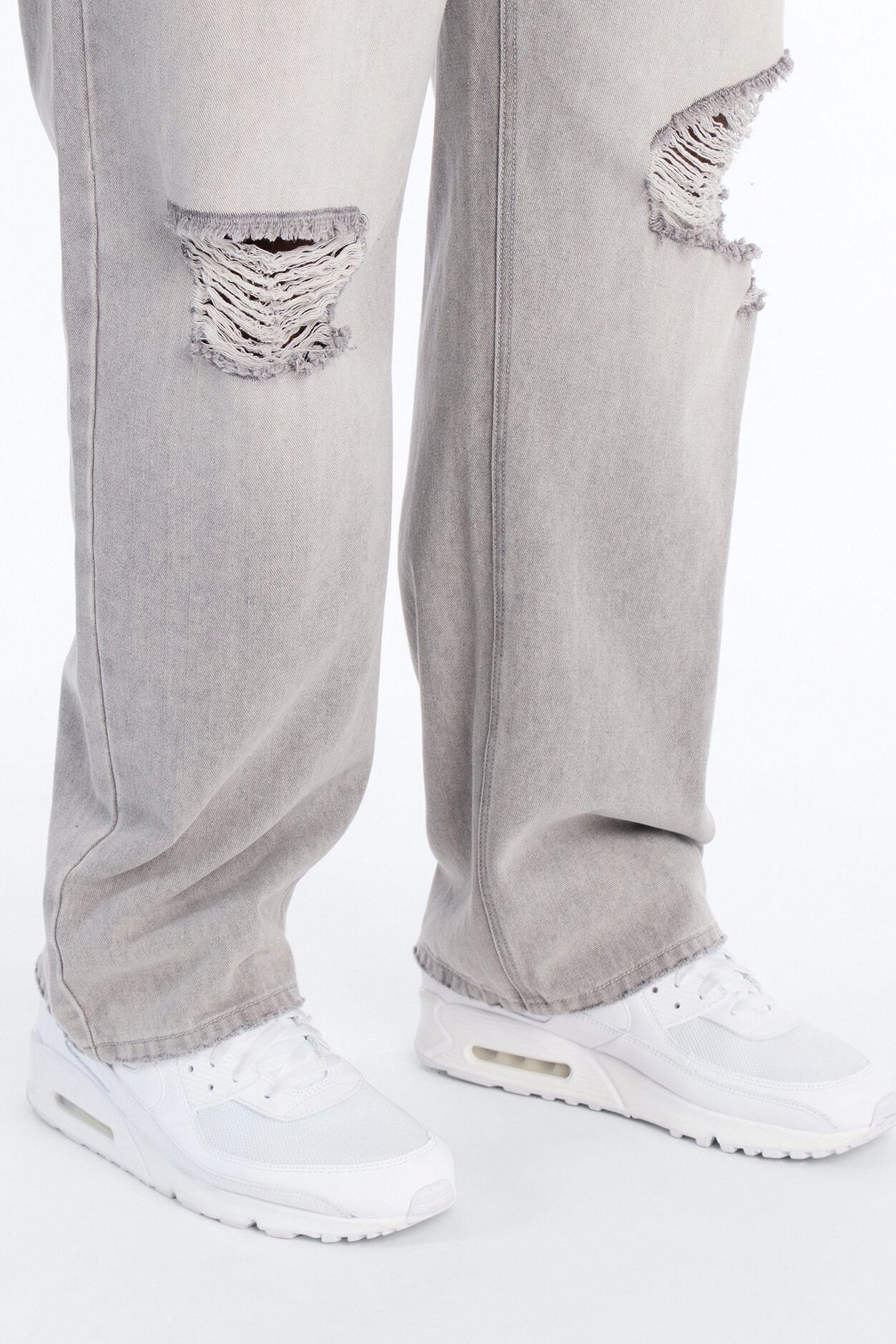 Essential Destroyed Straight Rigid Jean - Grey