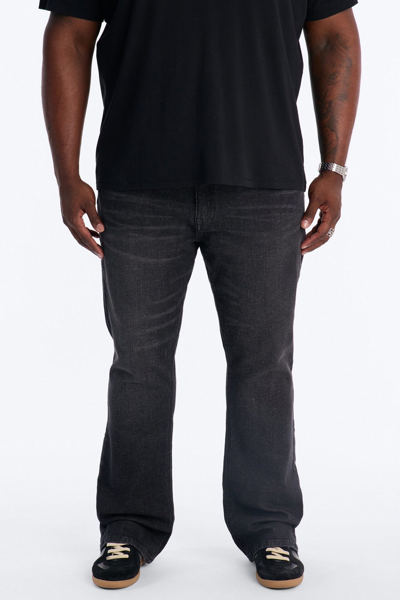 Essential Stacked Skinny Flare Stretch Jean - Black Wash