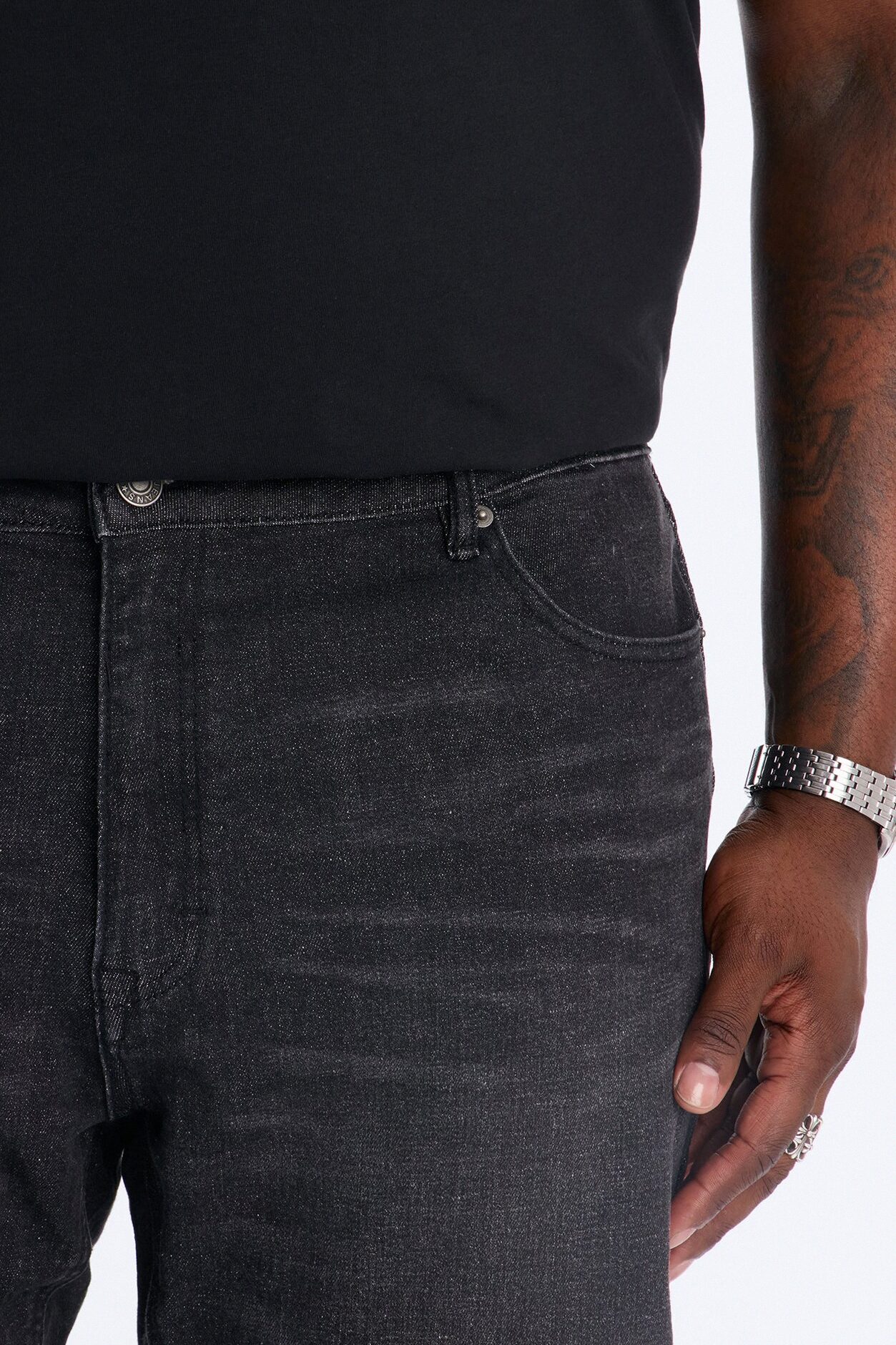 Essential Stacked Skinny Flare Stretch Jean - Black Wash