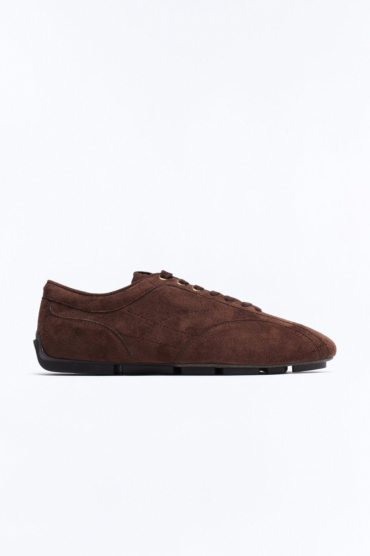 Retro Faux Suede Slim Lace Up Sneaker - Chocolate