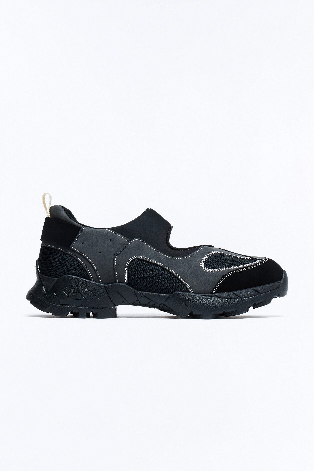 Genuine Suede Overlay Tech Utility Slip On Sneaker - Black