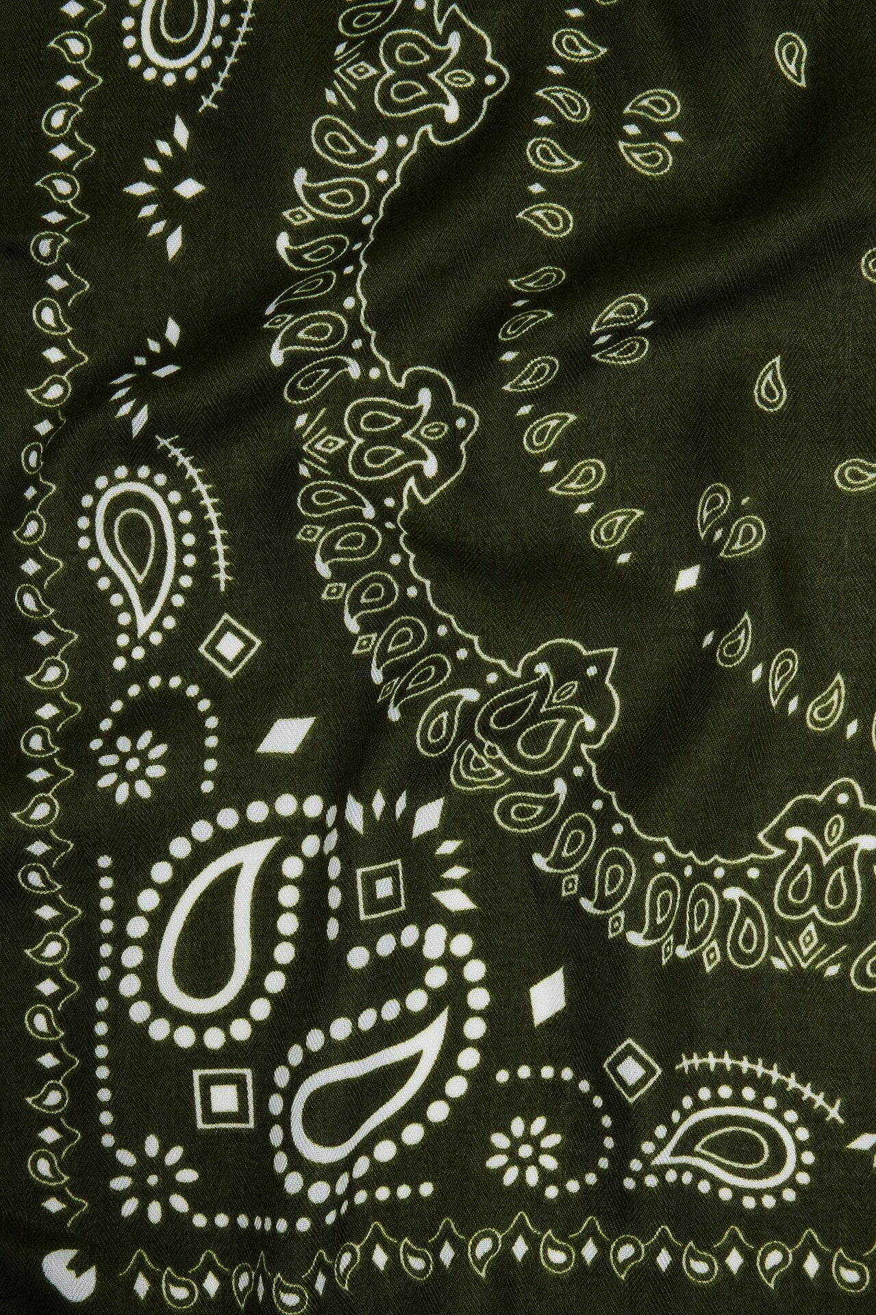Rustic Paisley Head Scarf - Olive