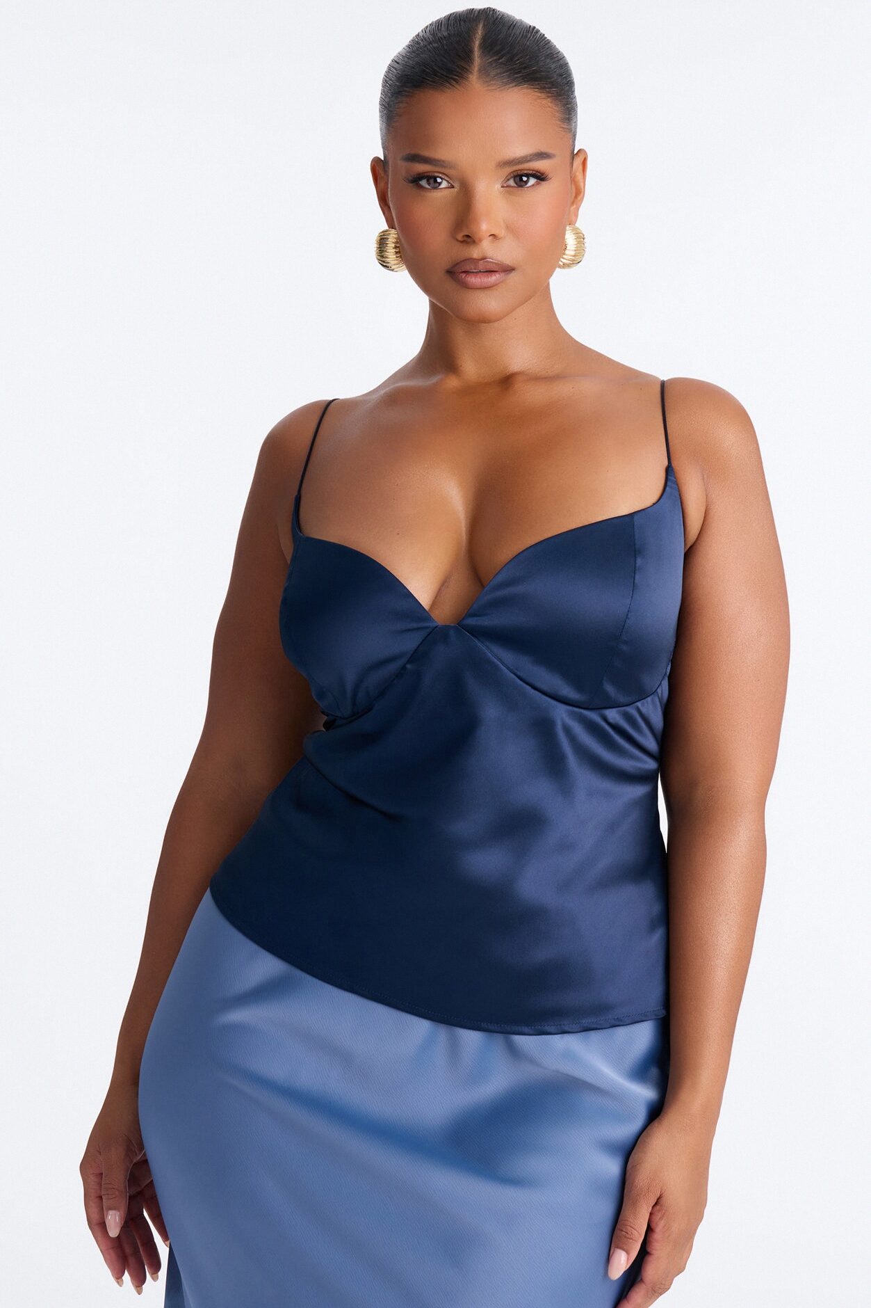 I'm The Masterpiece Satin Top - Navy