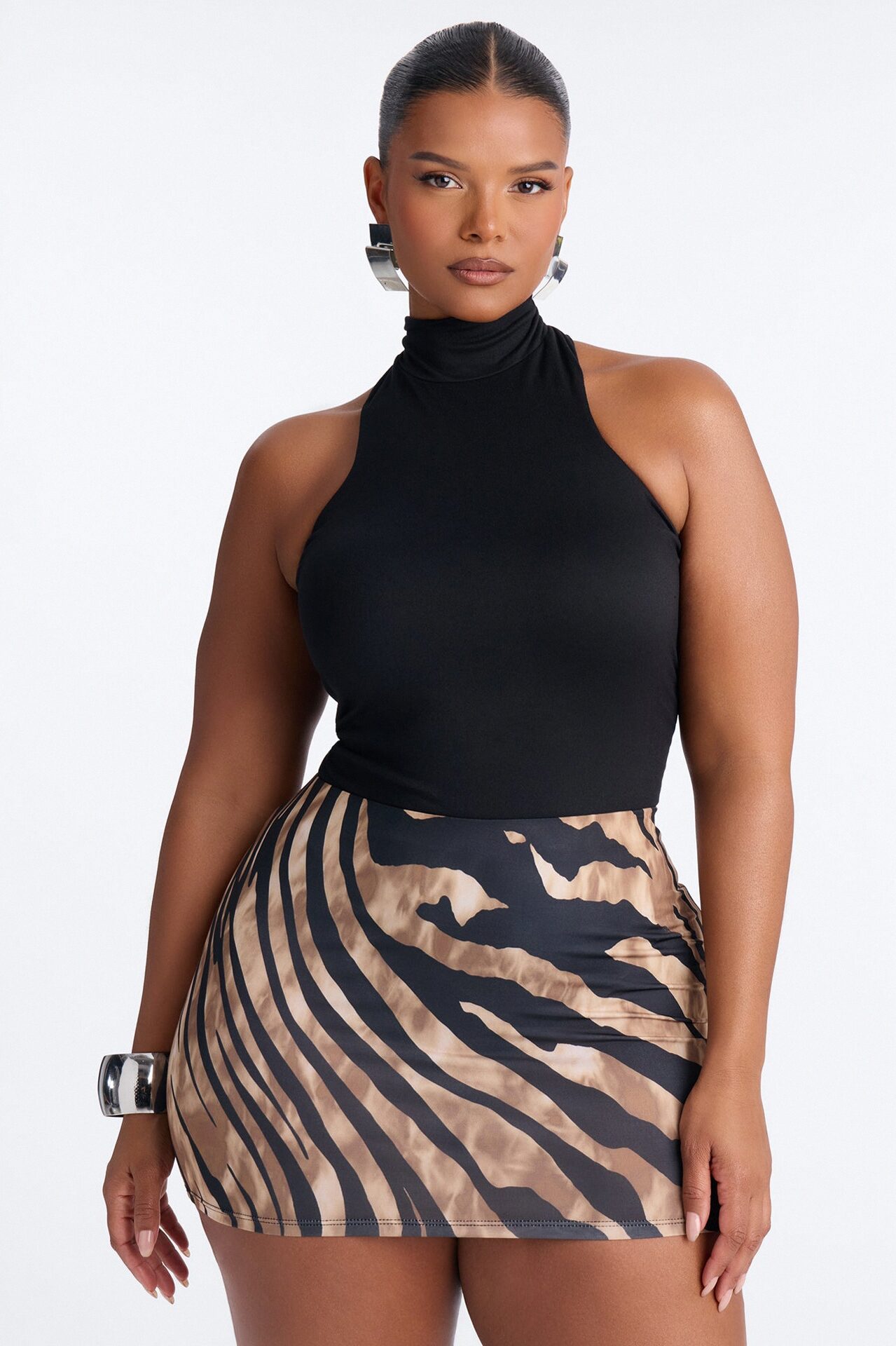 Simple Girl Mock Neck Sleeveless Bodysuit - Black