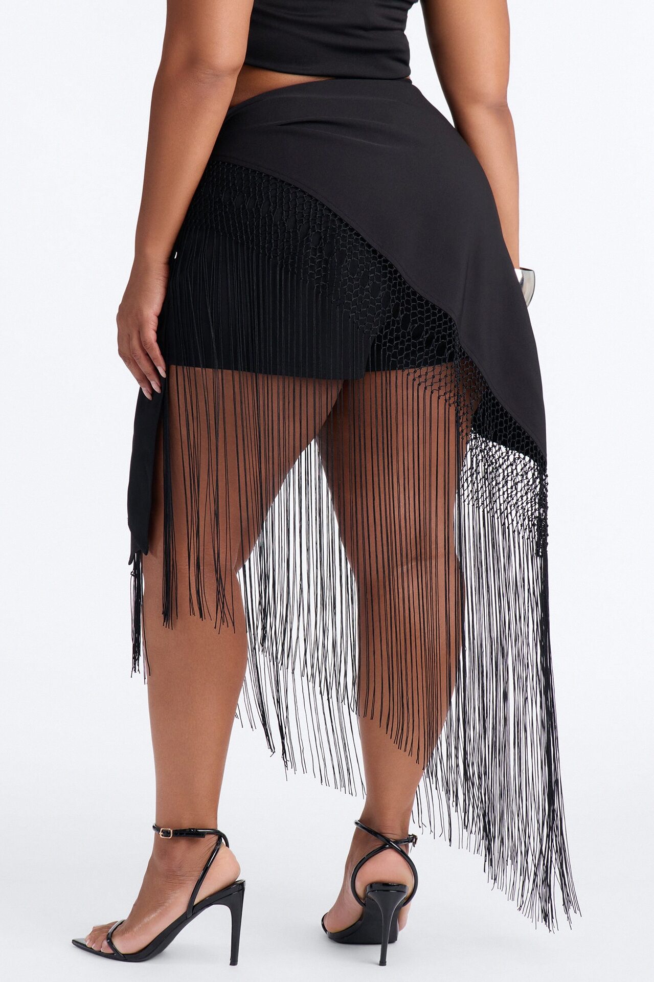 Willow Fringe Wrap Short - Black
