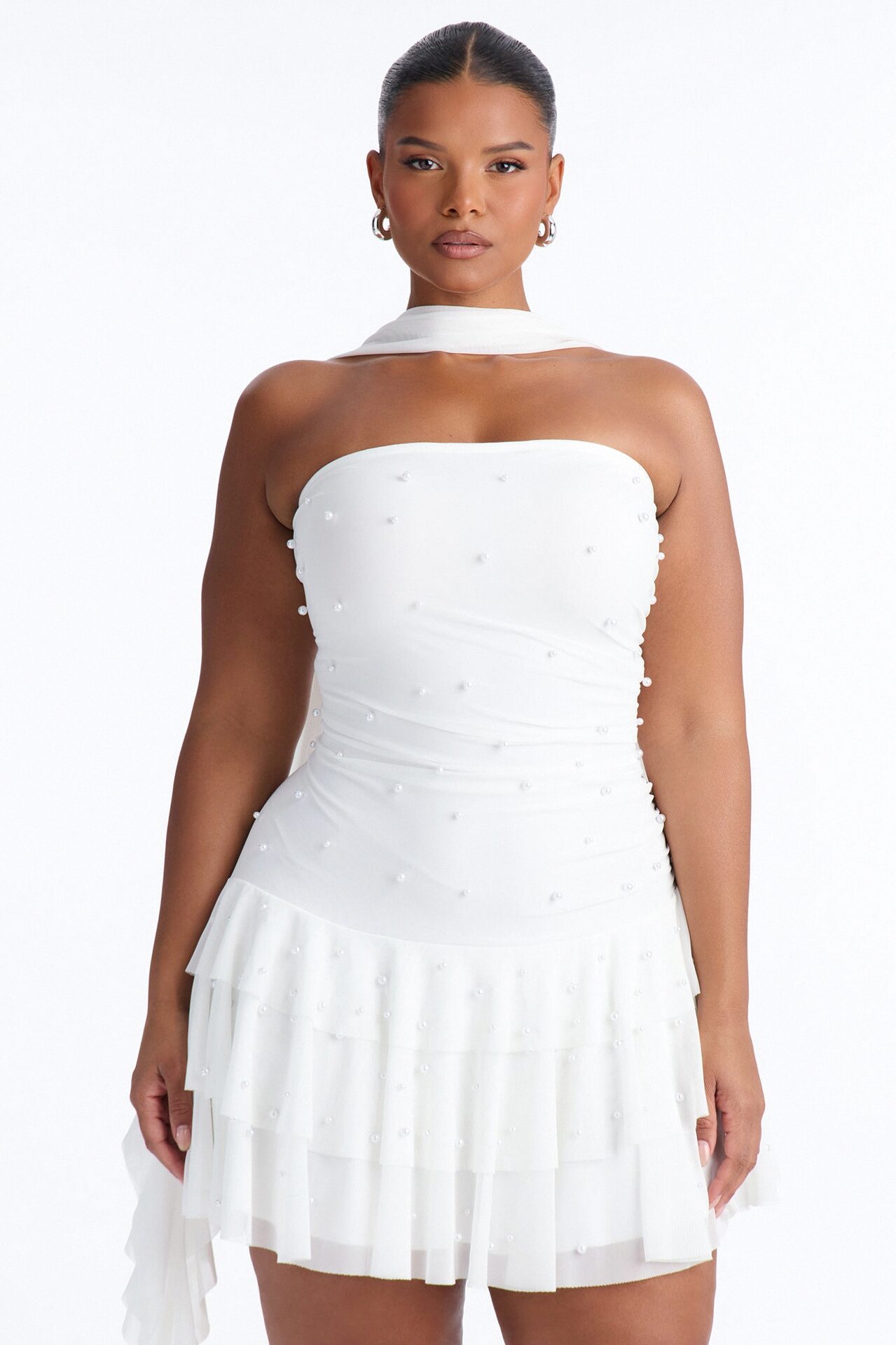 Astrid Strapless Mesh Mini Dress - White