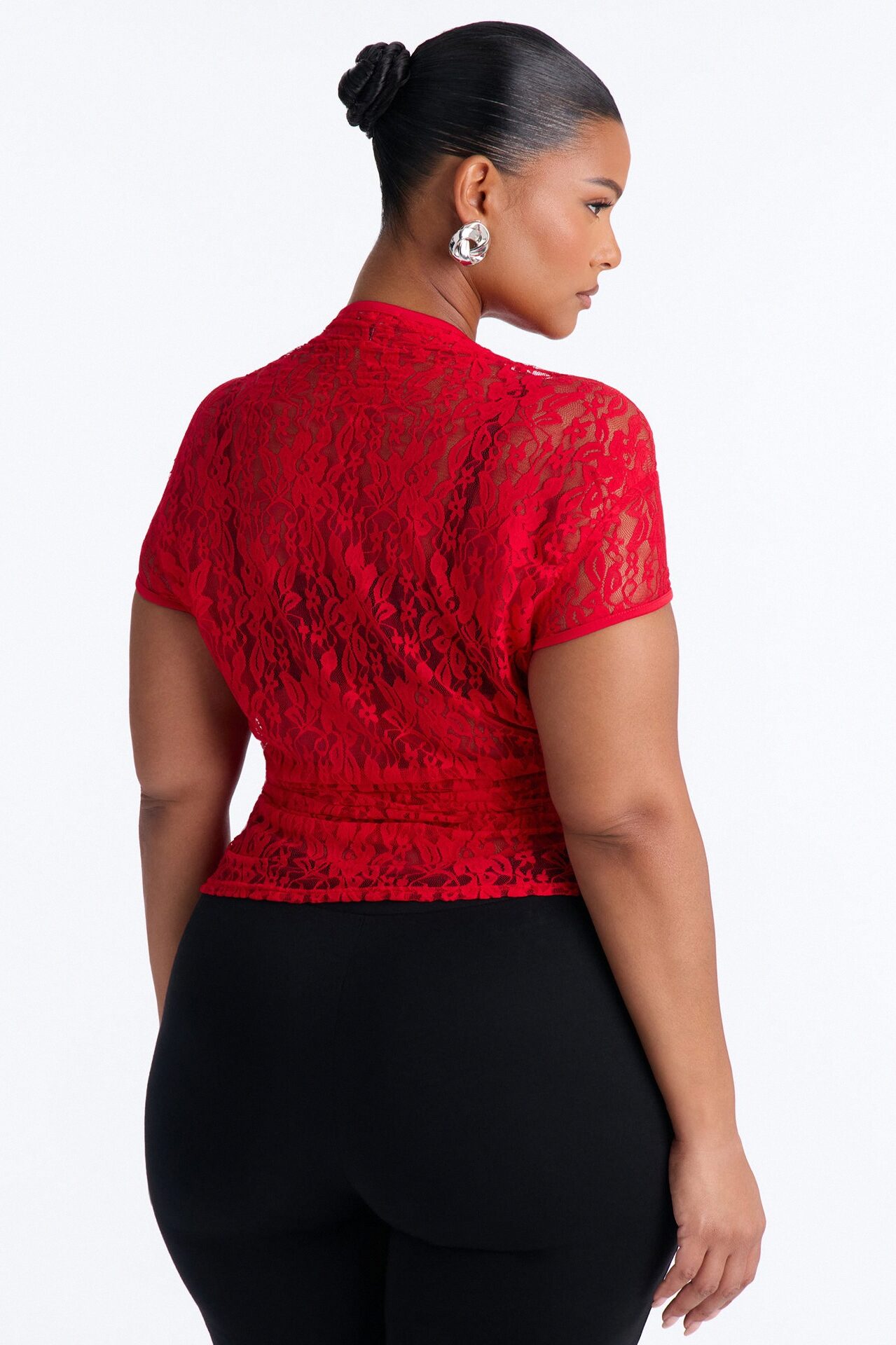 Lani Lace Mock Neck Cap Sleeve Top - Red