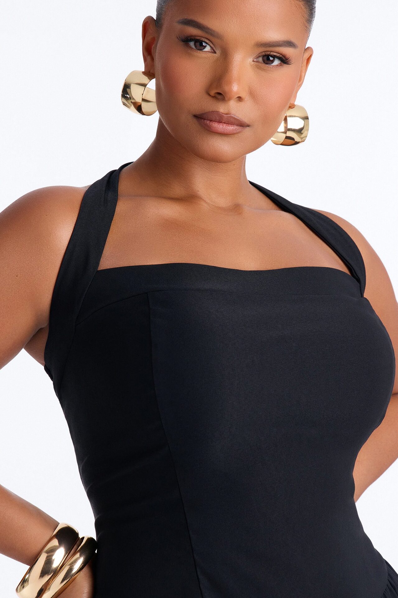 Willa Bubble Halter Romper - Black