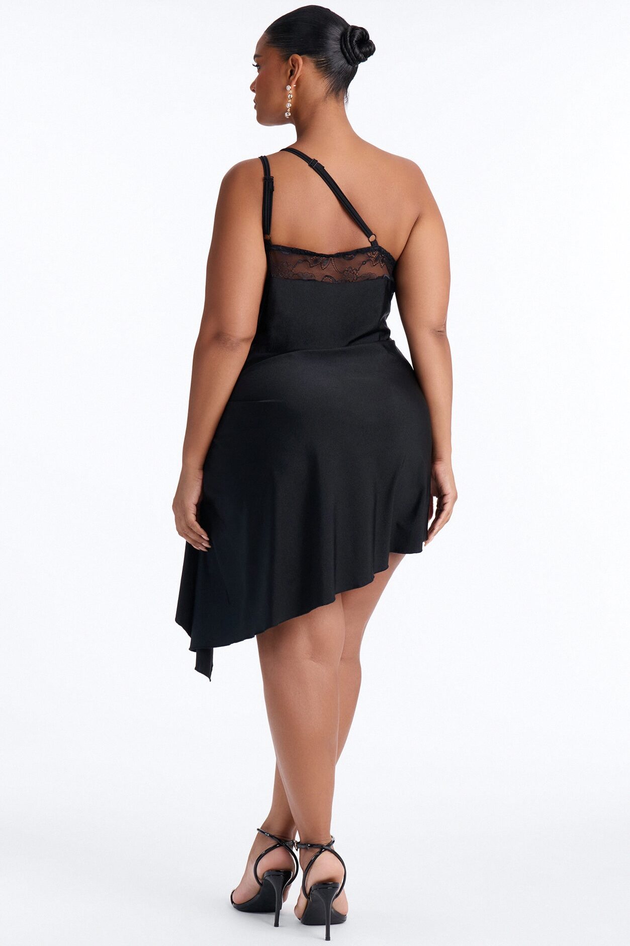 Ariel Lace Trim Mini Dress - Black