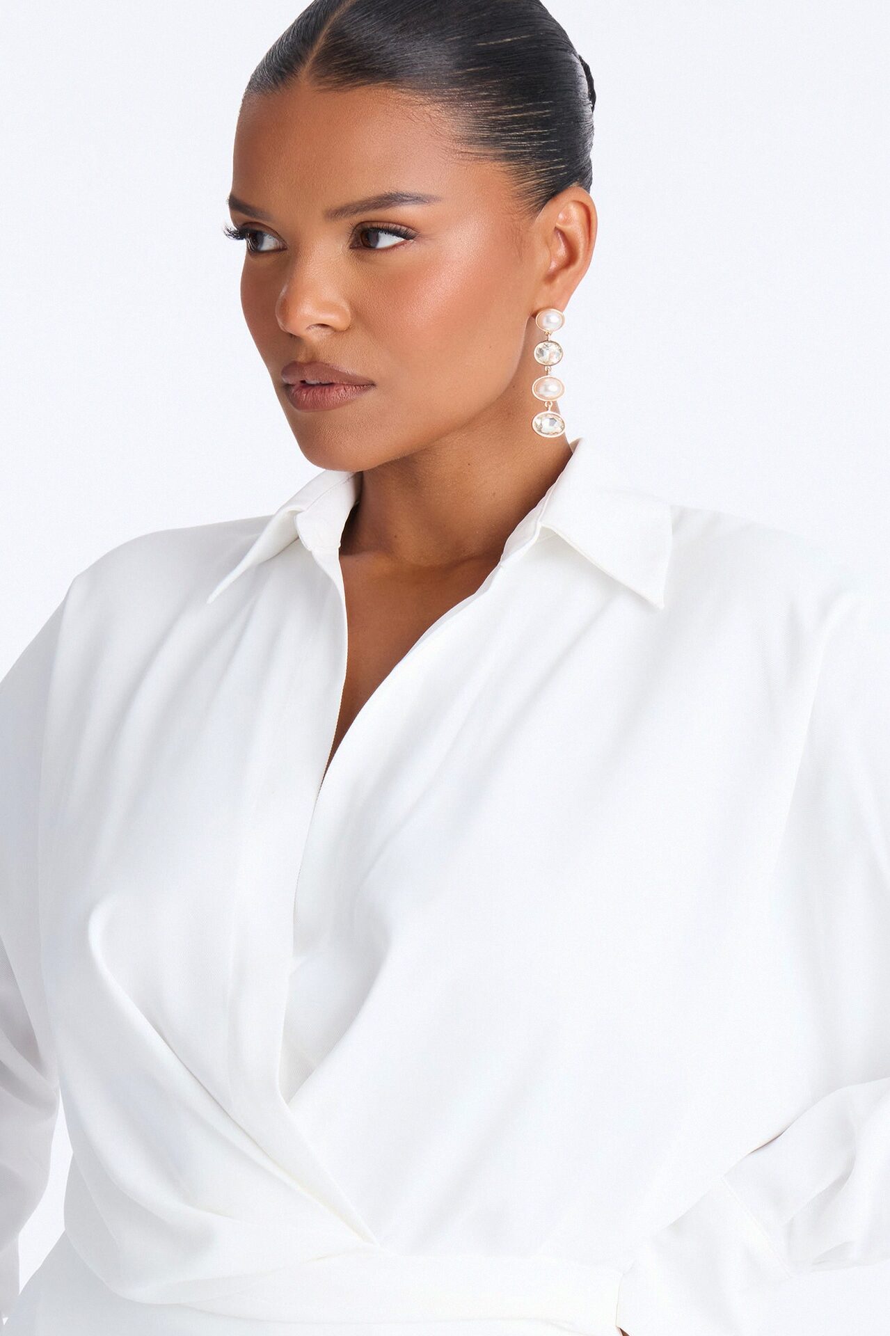 Giada Wrap Shirt Midi Dress - White