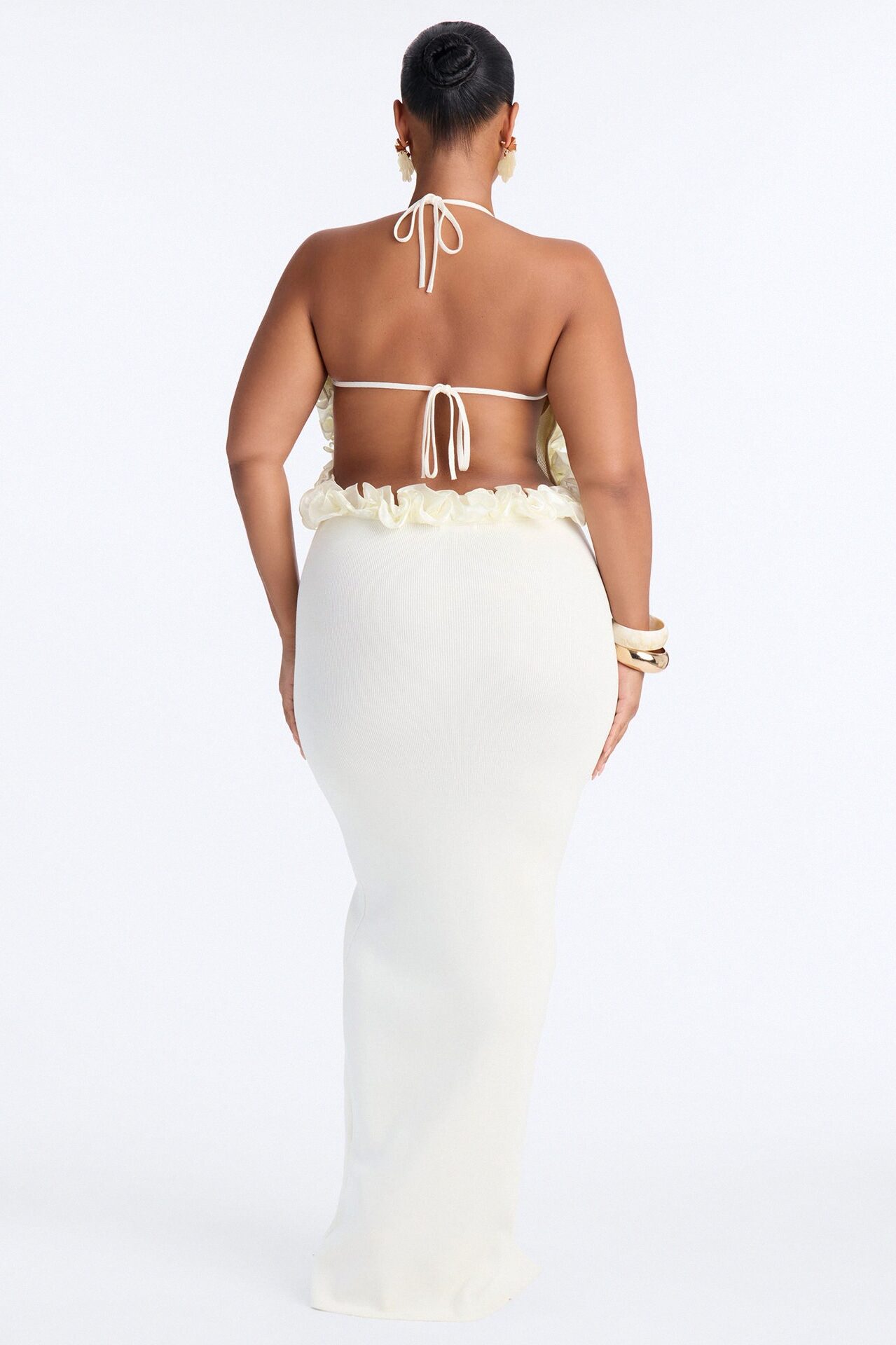Runaway Ruffle Sweater Maxi Dress - Cream