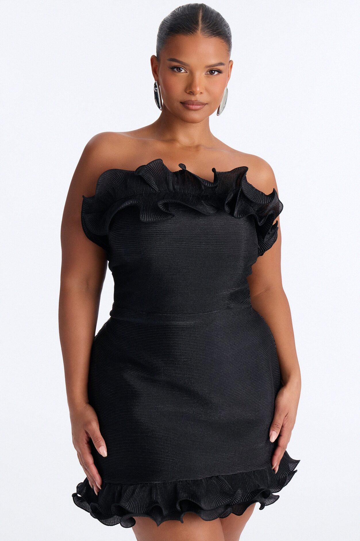 Hitting The Town Organza Mini Dress - Black