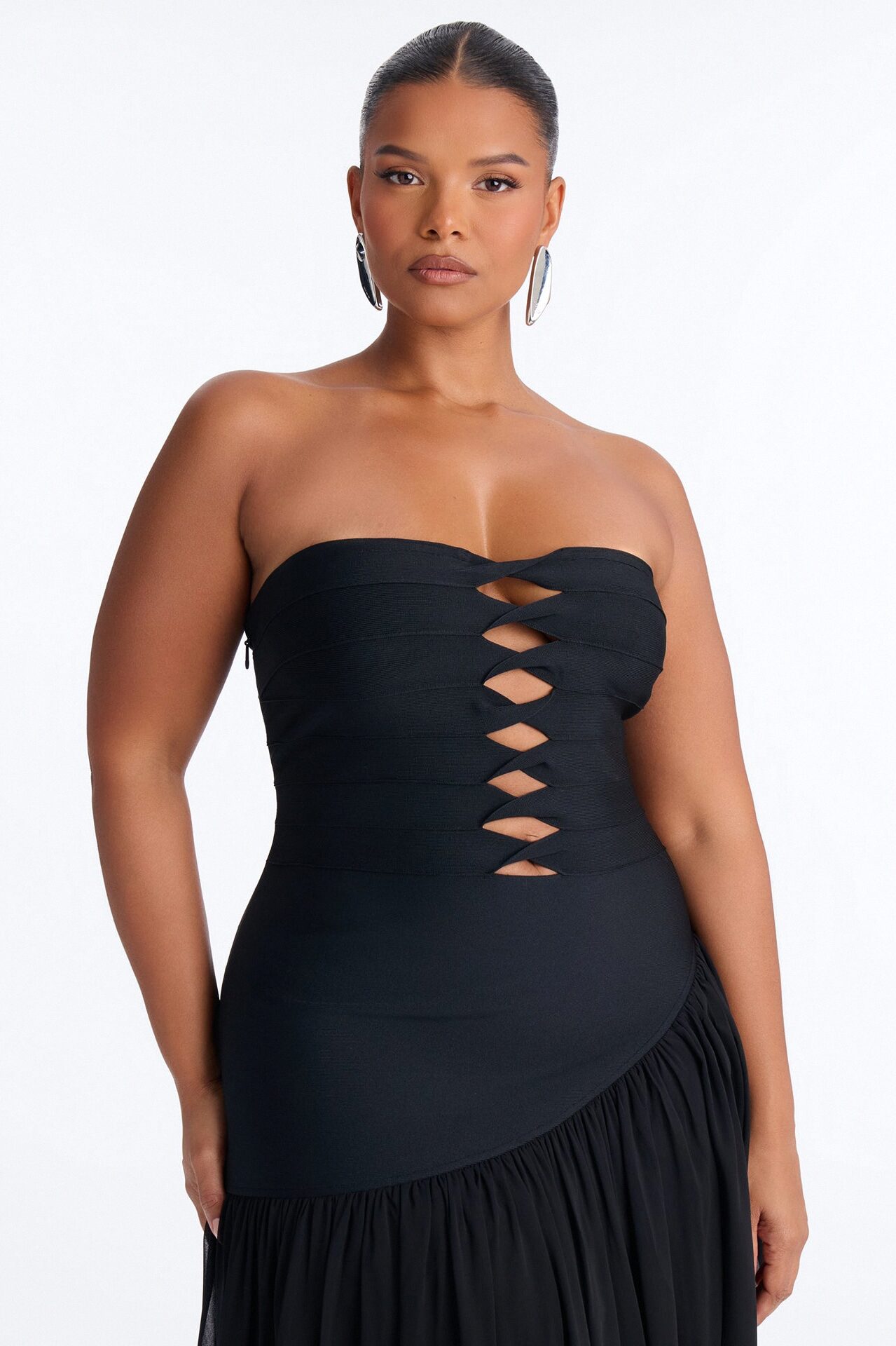 Center Stage Cut Out Bandage Maxi Dress - Black