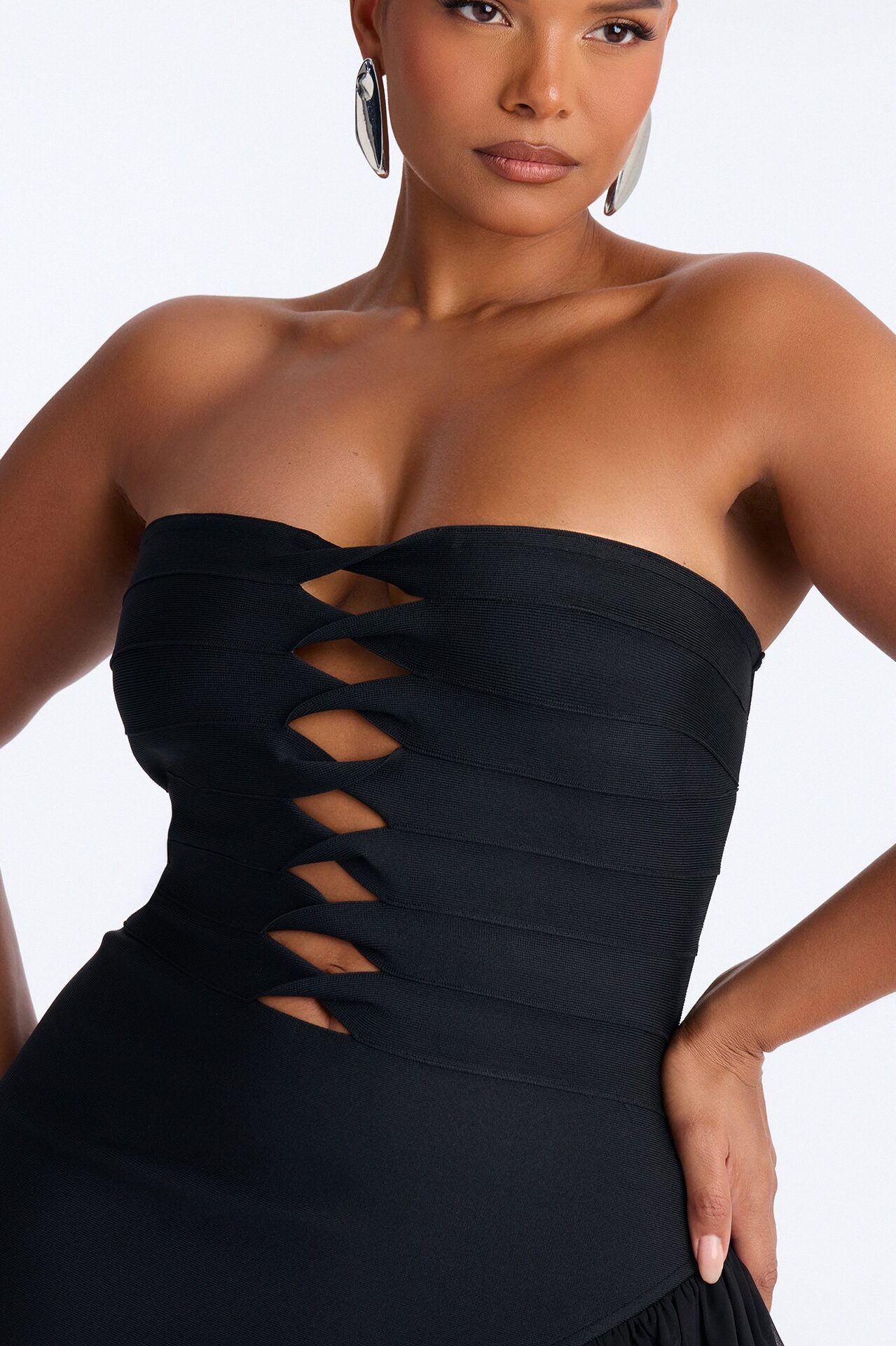Center Stage Cut Out Bandage Maxi Dress - Black