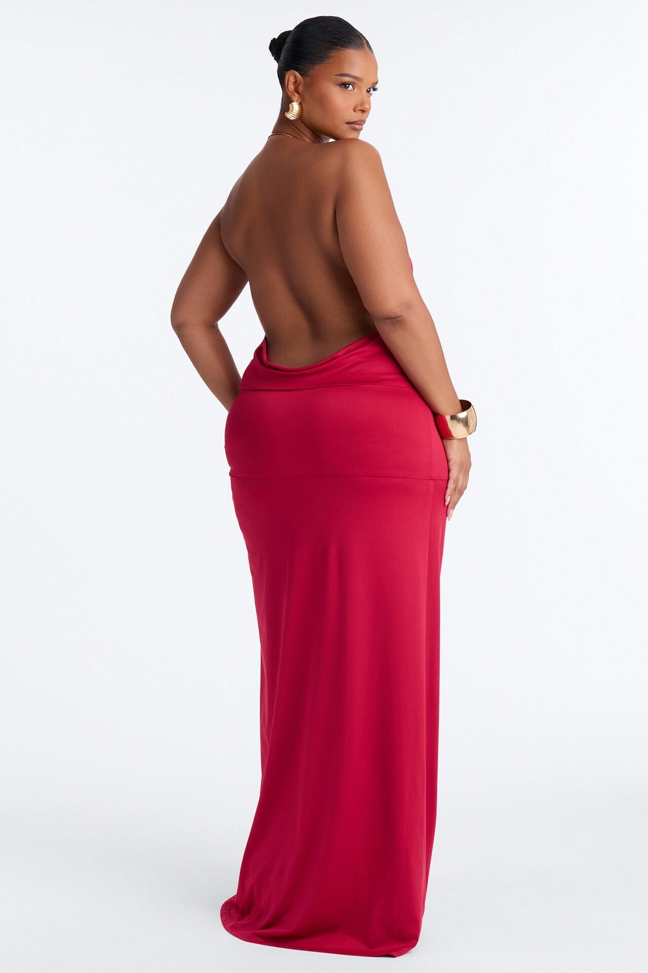 High Standards Draped Backless Maxi Dress - Red