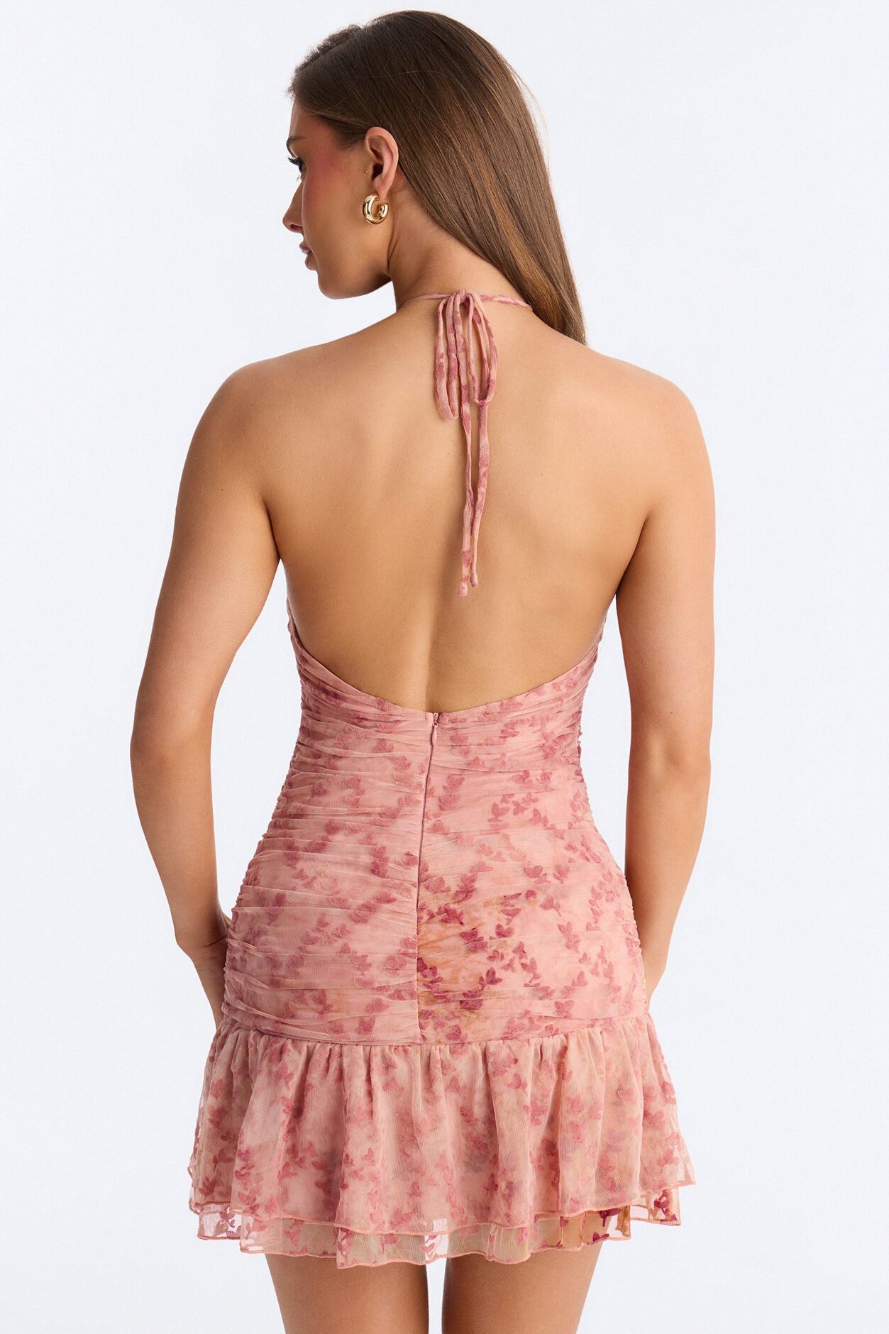 Icon Behavior Embellished Mesh Mini Dress - Pink/combo