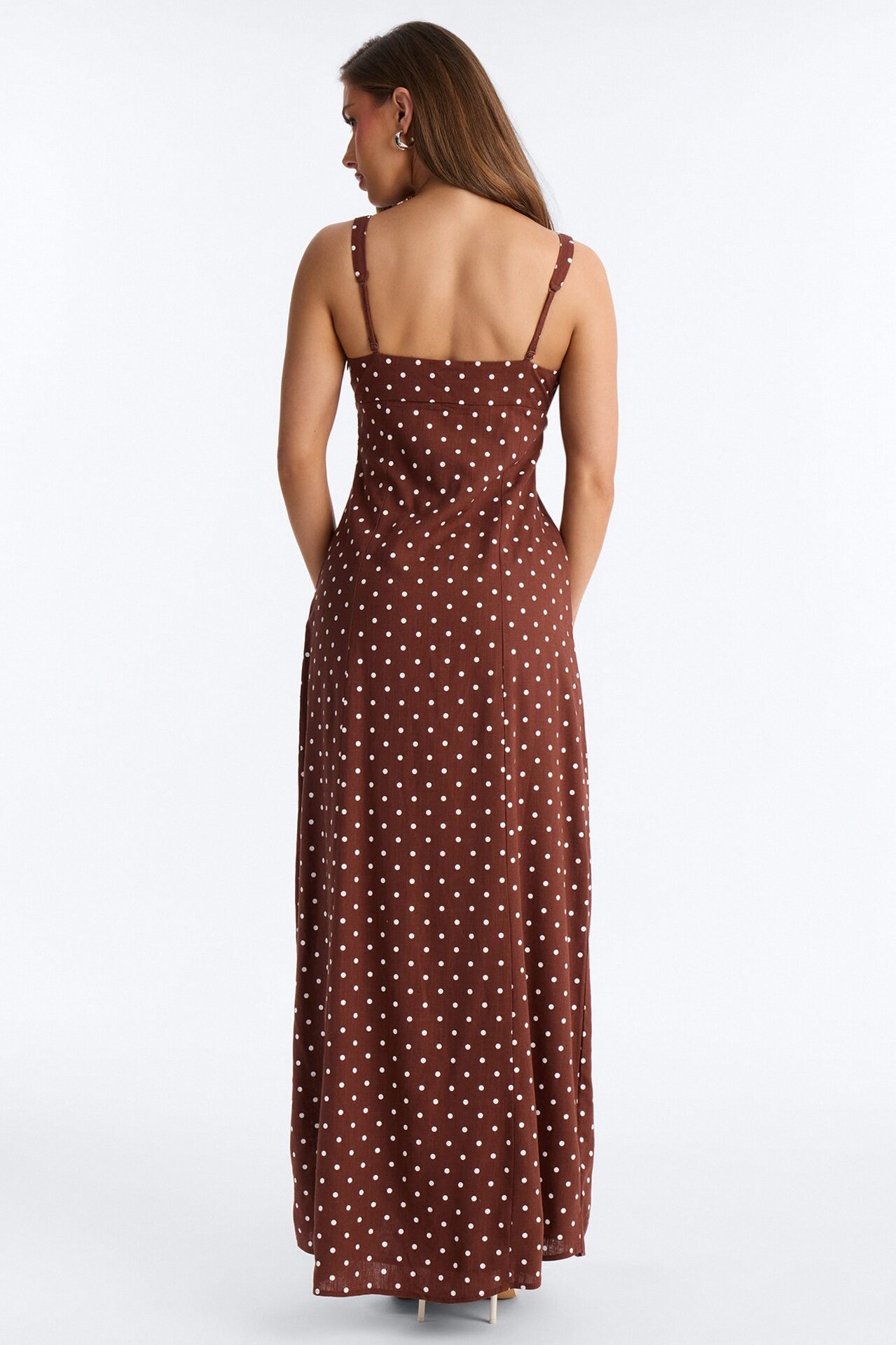 Taylor Polka Dot Linen Maxi Dress - Brown/combo