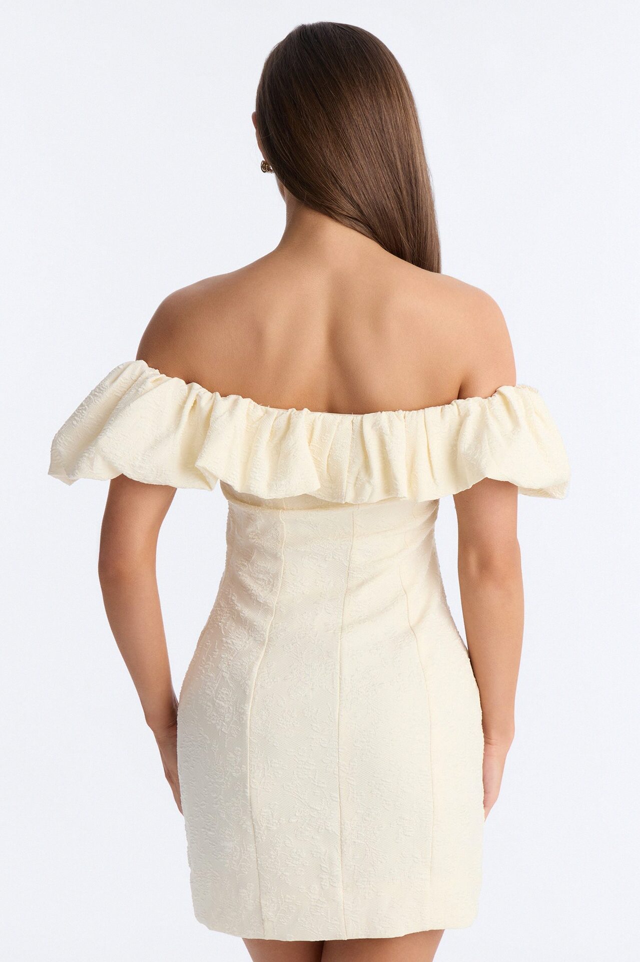 Leighton Ruffle Textured Mini Dress - Cream
