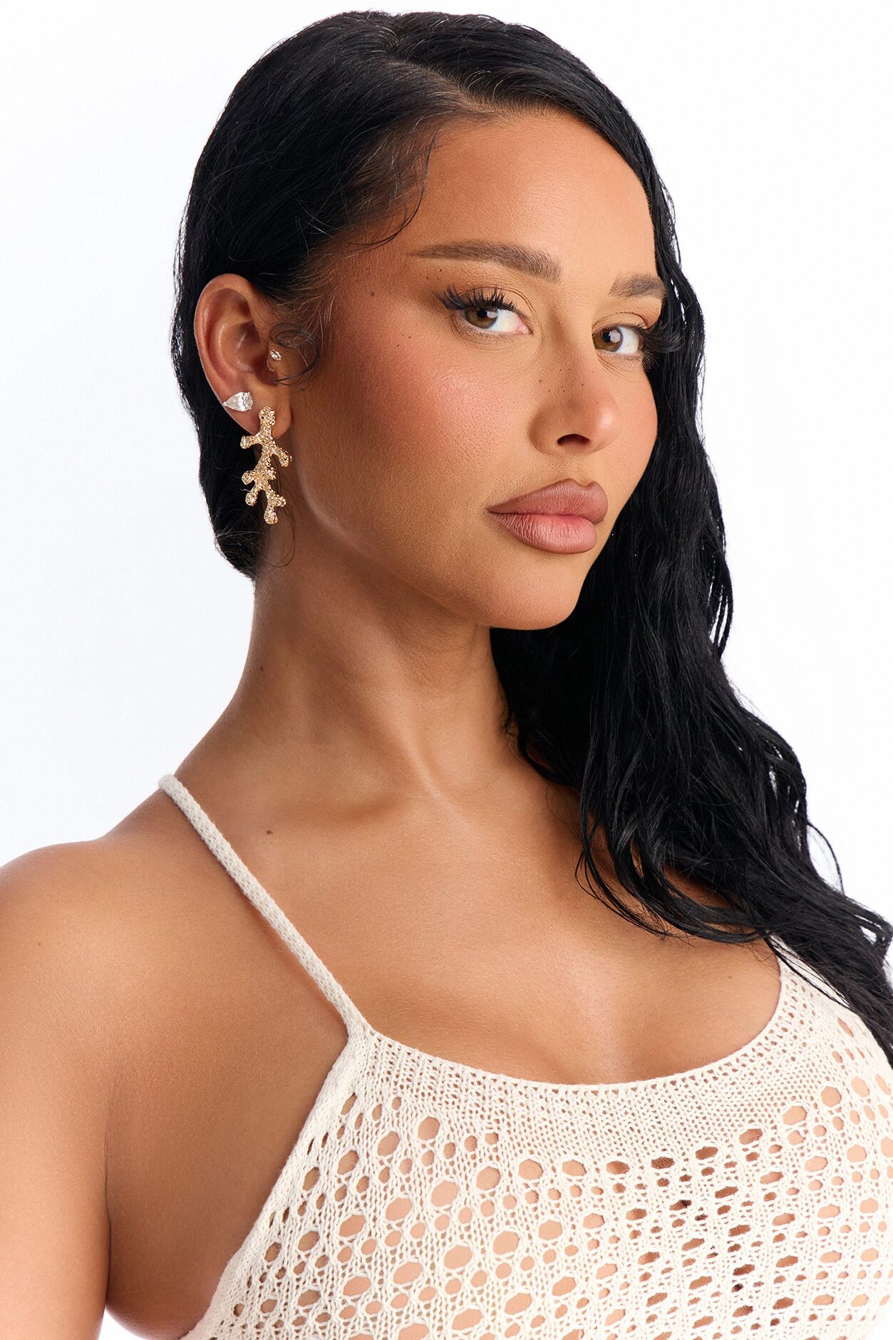Coral Views Drop Earrings - Gold
