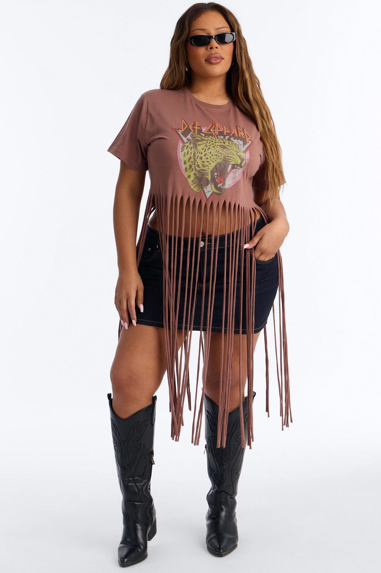 Def Leppard Fringe Tee - Brown
