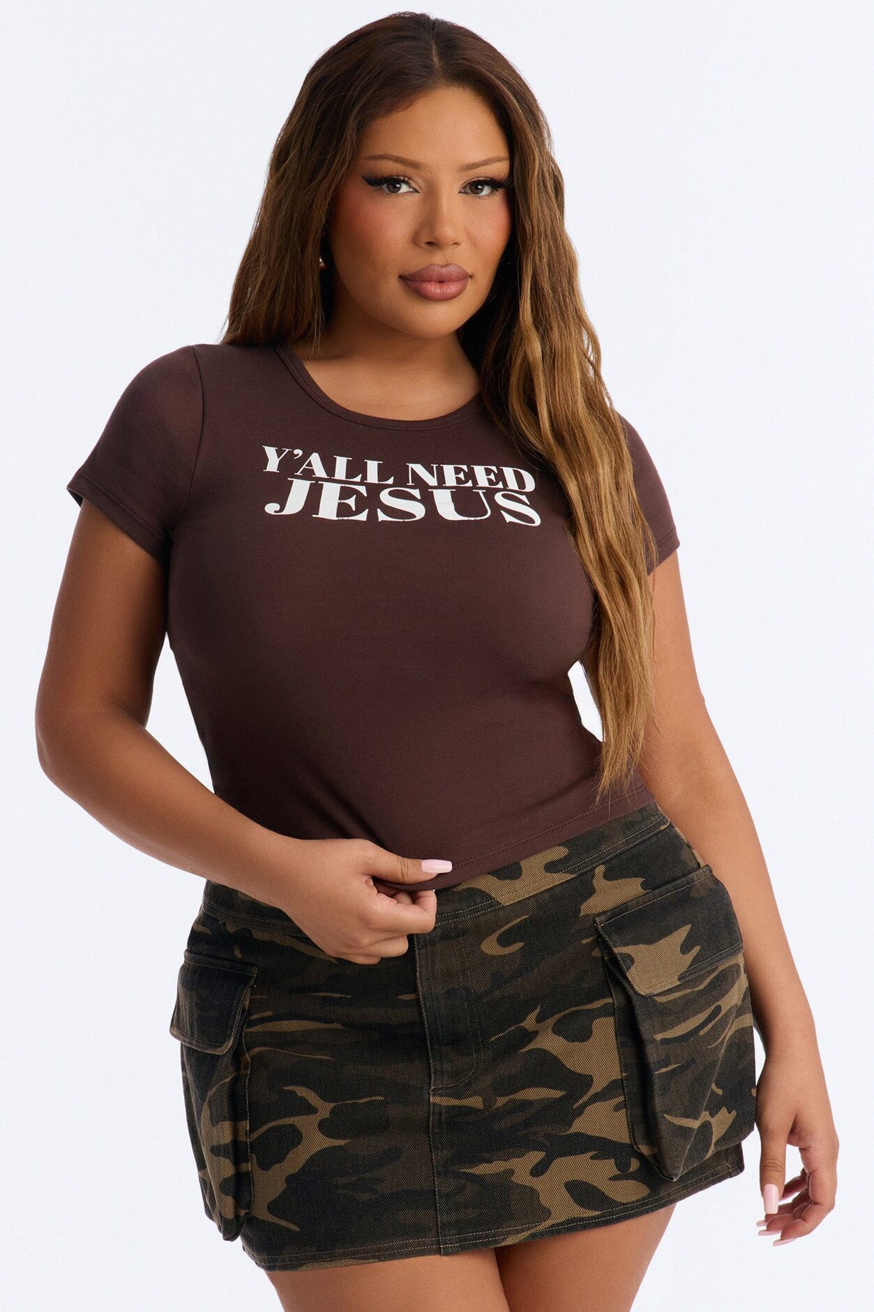 Y'all Need Jesus Baby Tee - Chocolate