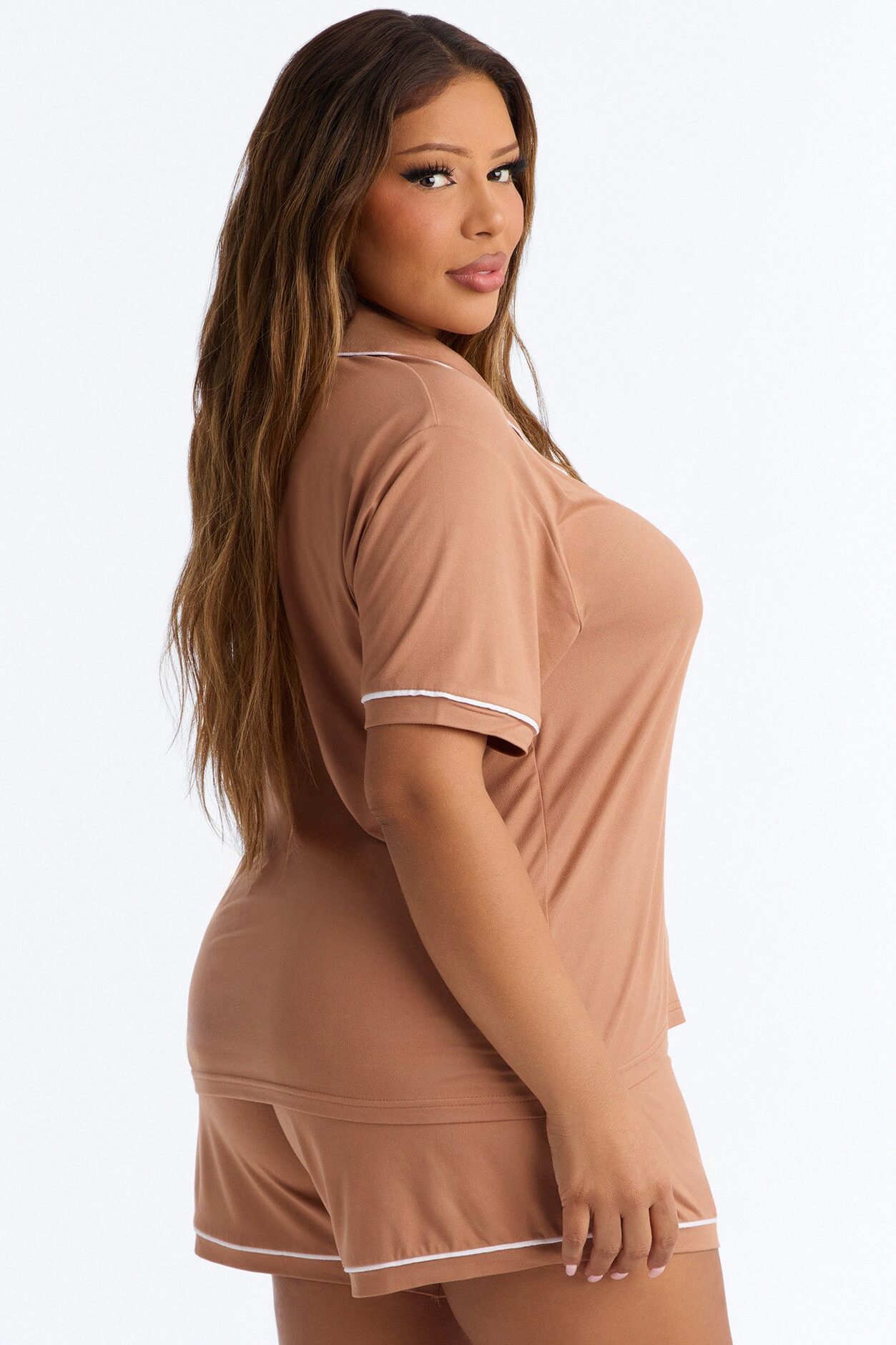 Ready For Bed PJ Short Set - Mocha