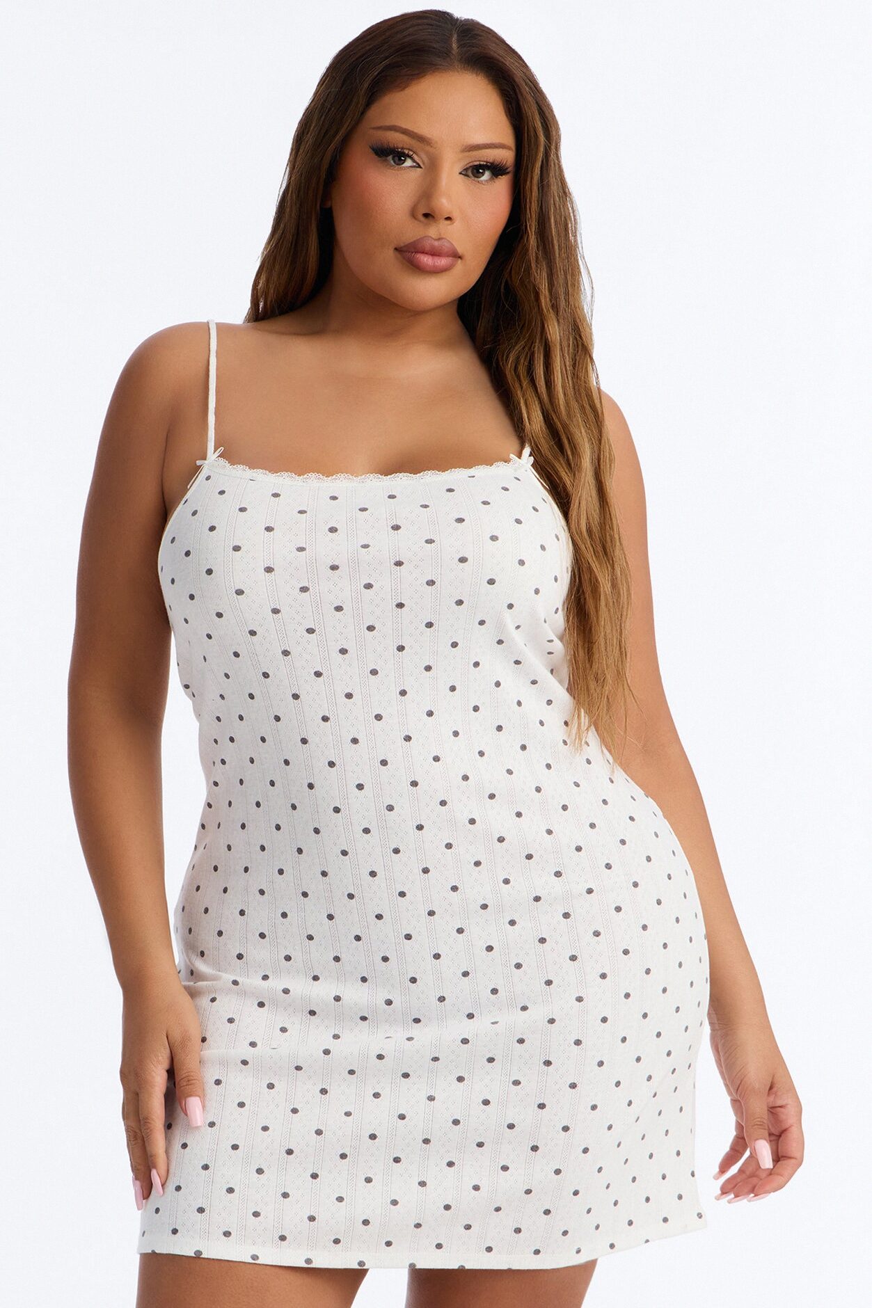 Sweet And Spotted Mini Sleep Dress - White/Black