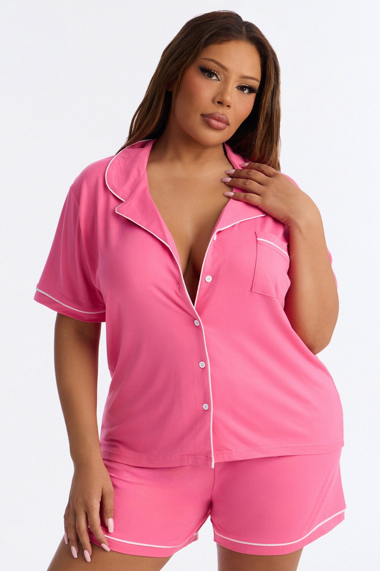 Ready For Bed PJ Short Set - Hot Pink