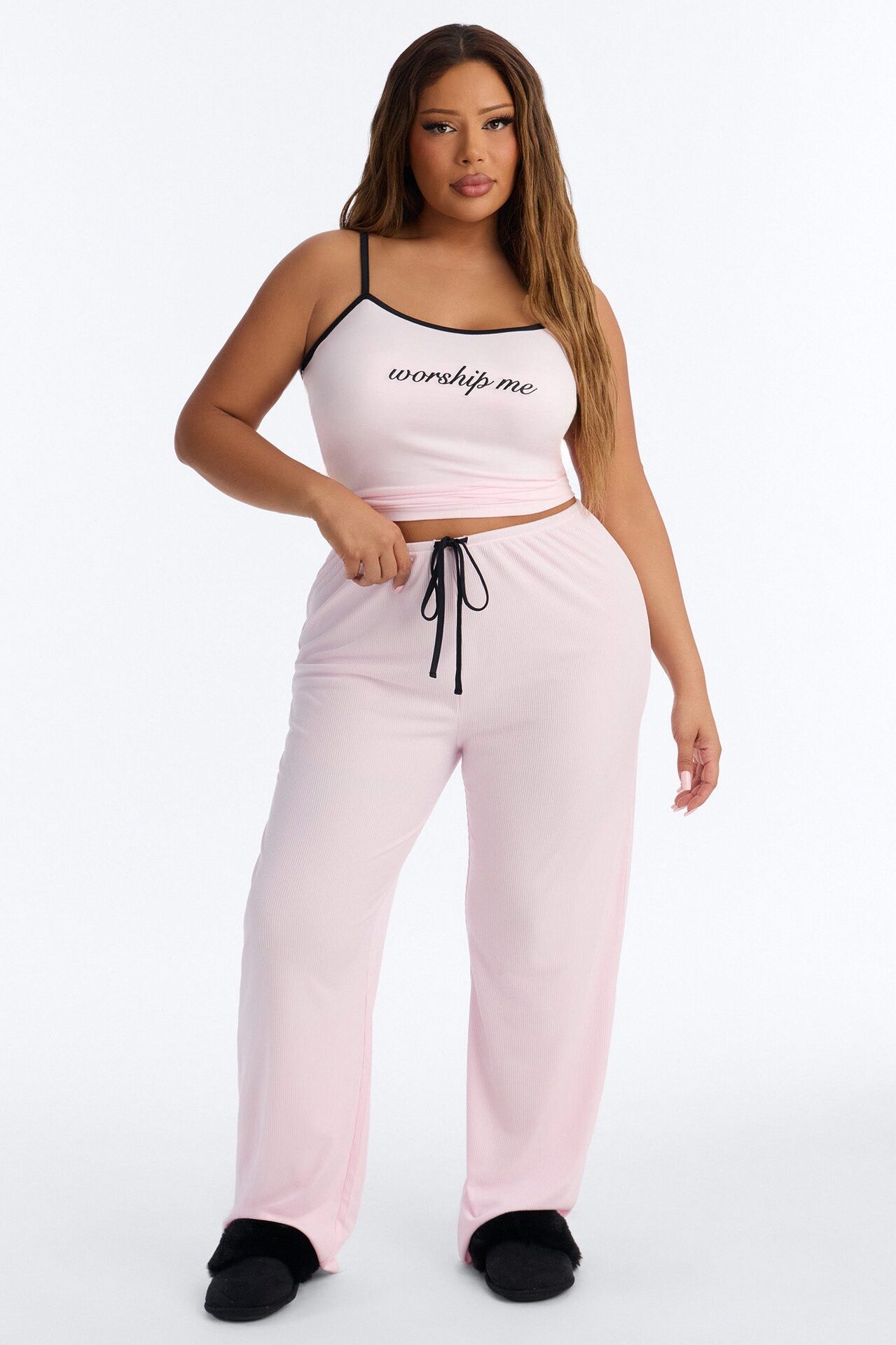 Worthy Of Worship PJ Pant Set - Pink/combo