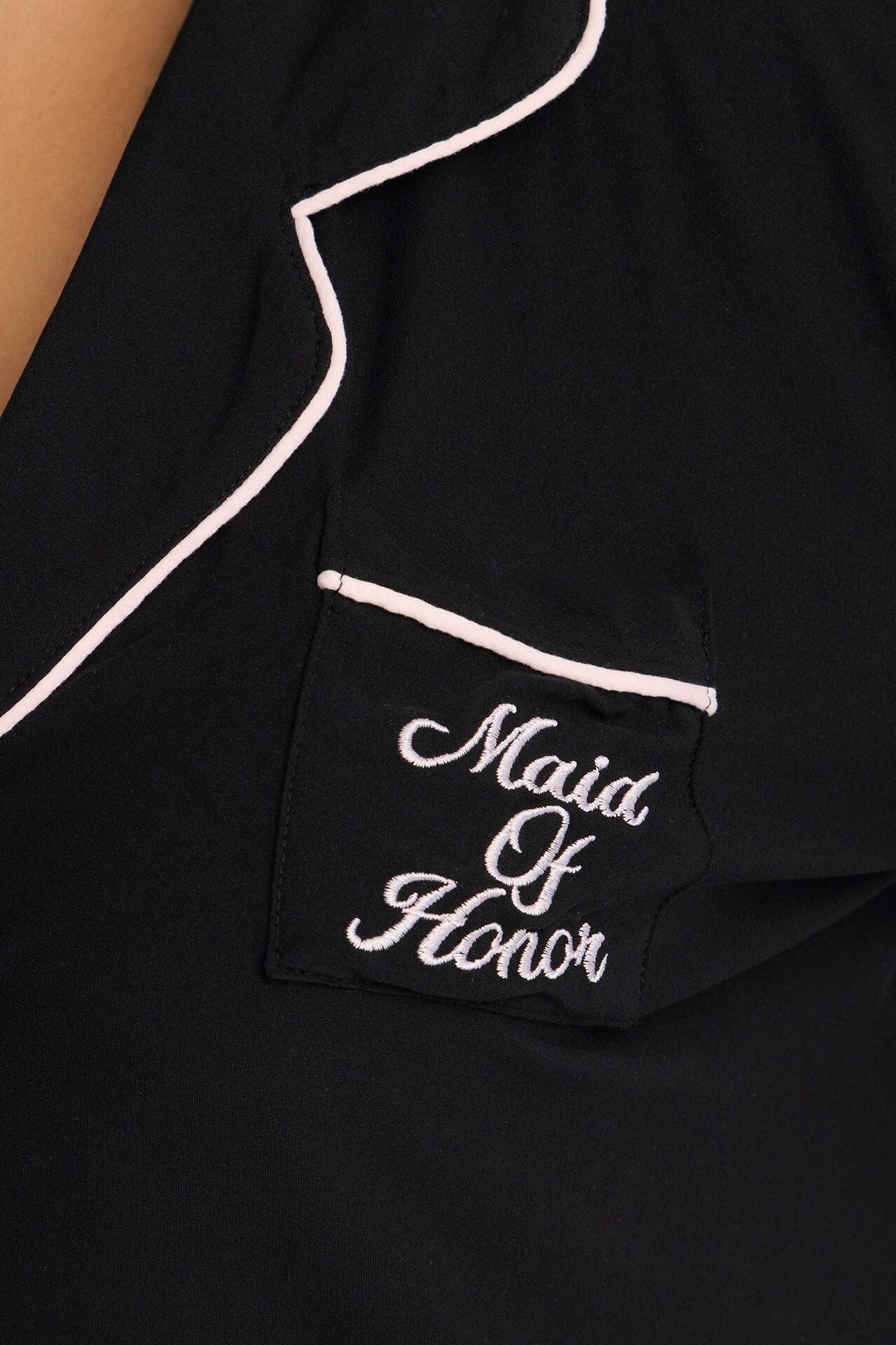 Maid Of Honor Time Notch Collar PJ Pant Set - Black/Pink