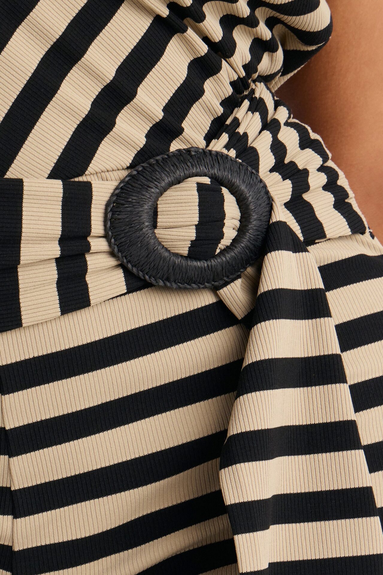 Celia Striped Off Shoulder Micro Romper - Black/combo