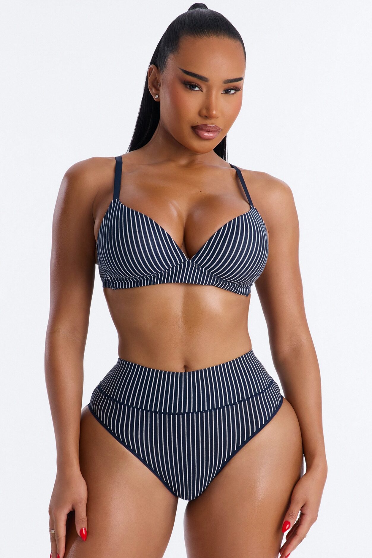 Cotton Stretch Comfort High Waisted Hipster Panty - Blue