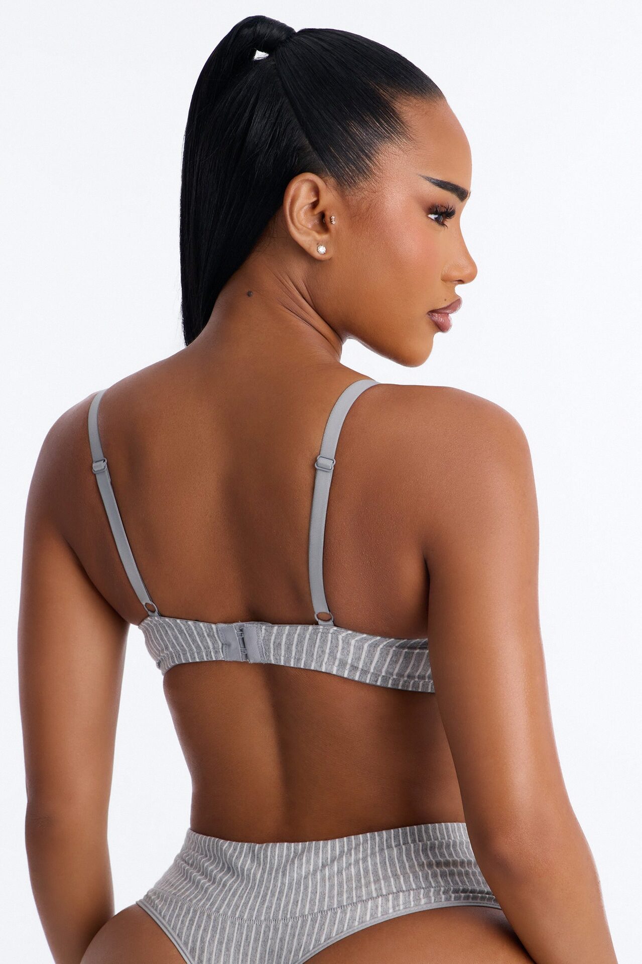 Cotton Stretch Comfort Wirefree Bra - Grey