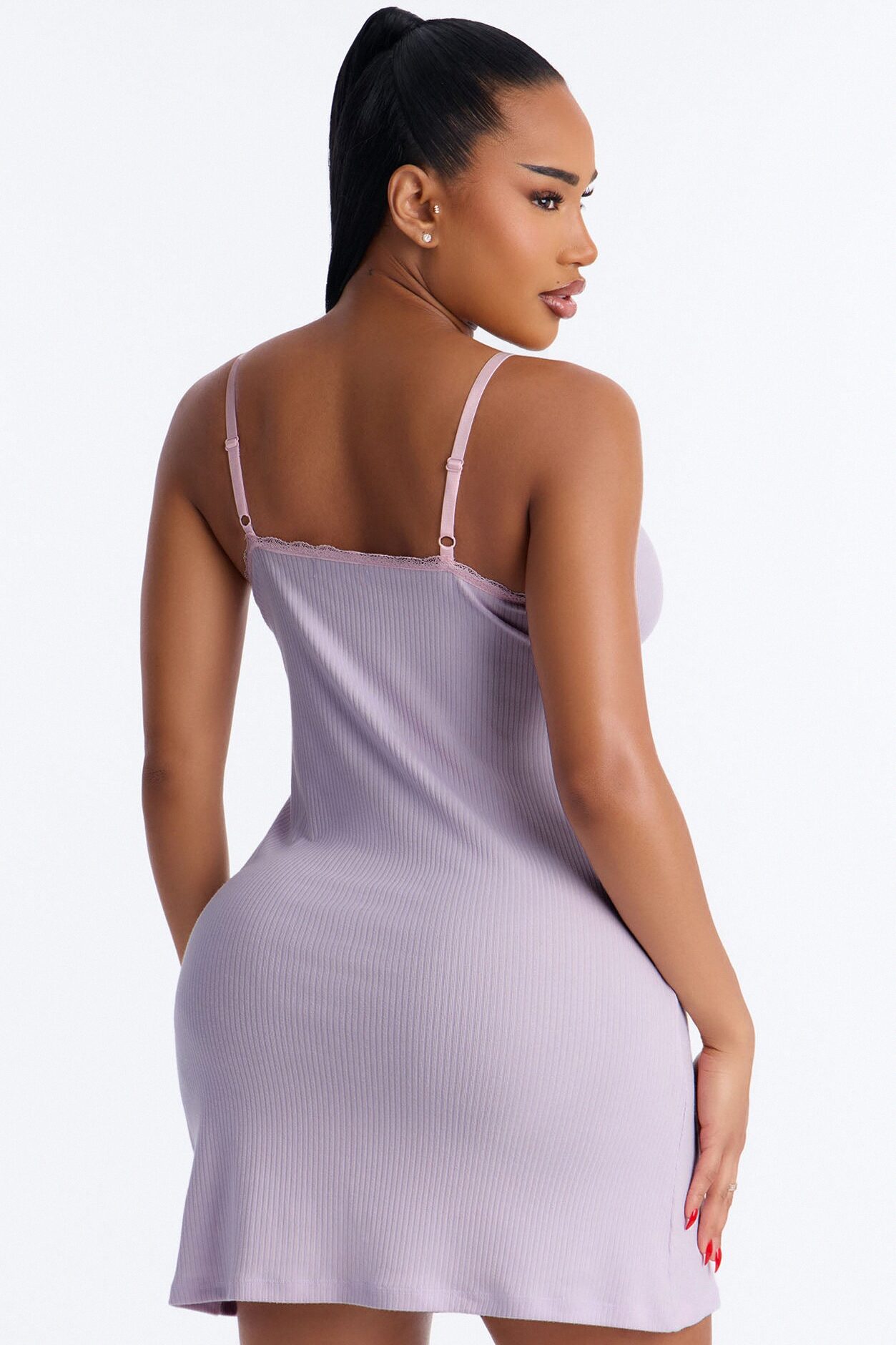 Getting Sleepy Ribbed Sleep Gown - Lavender