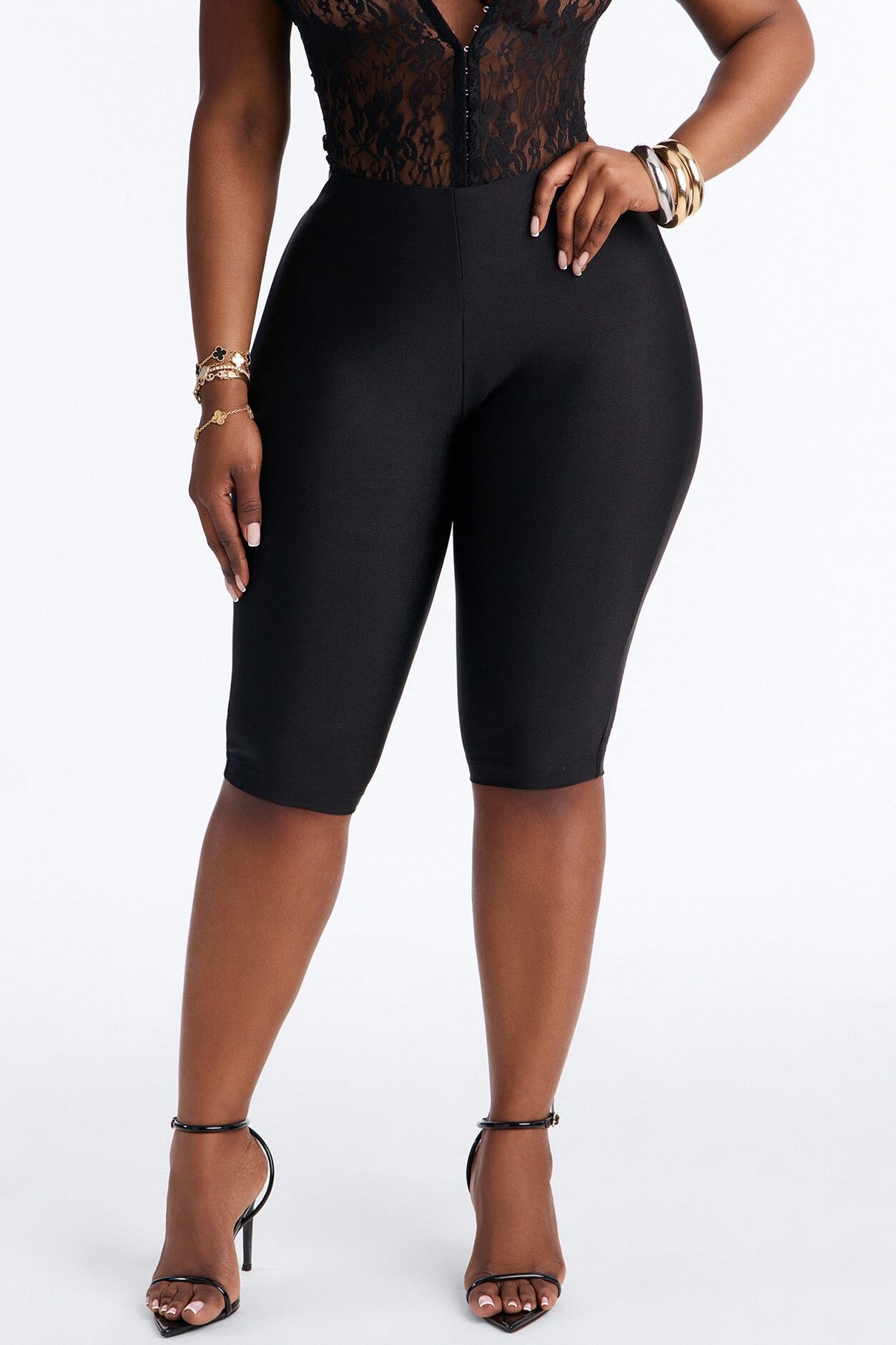 Tricot Low Rise Clean Waistband Pedal Pusher - Black
